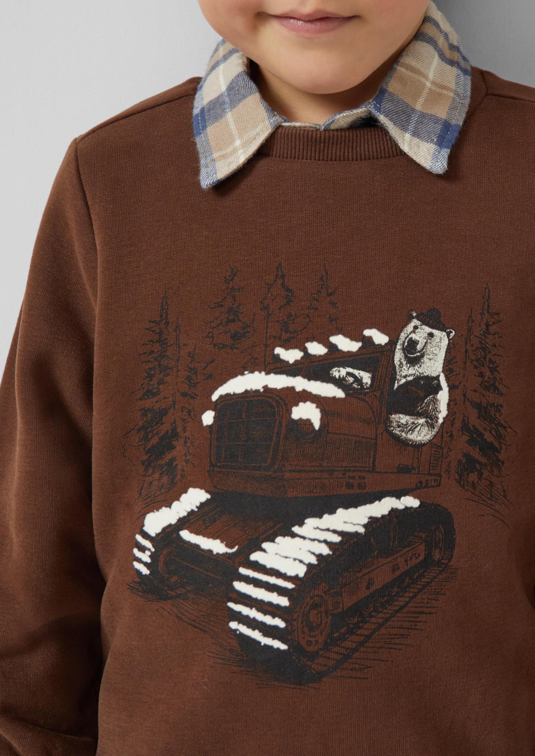 s.Oliver Junior Sweatshirt Frontprint 128-134 kuschelig braun