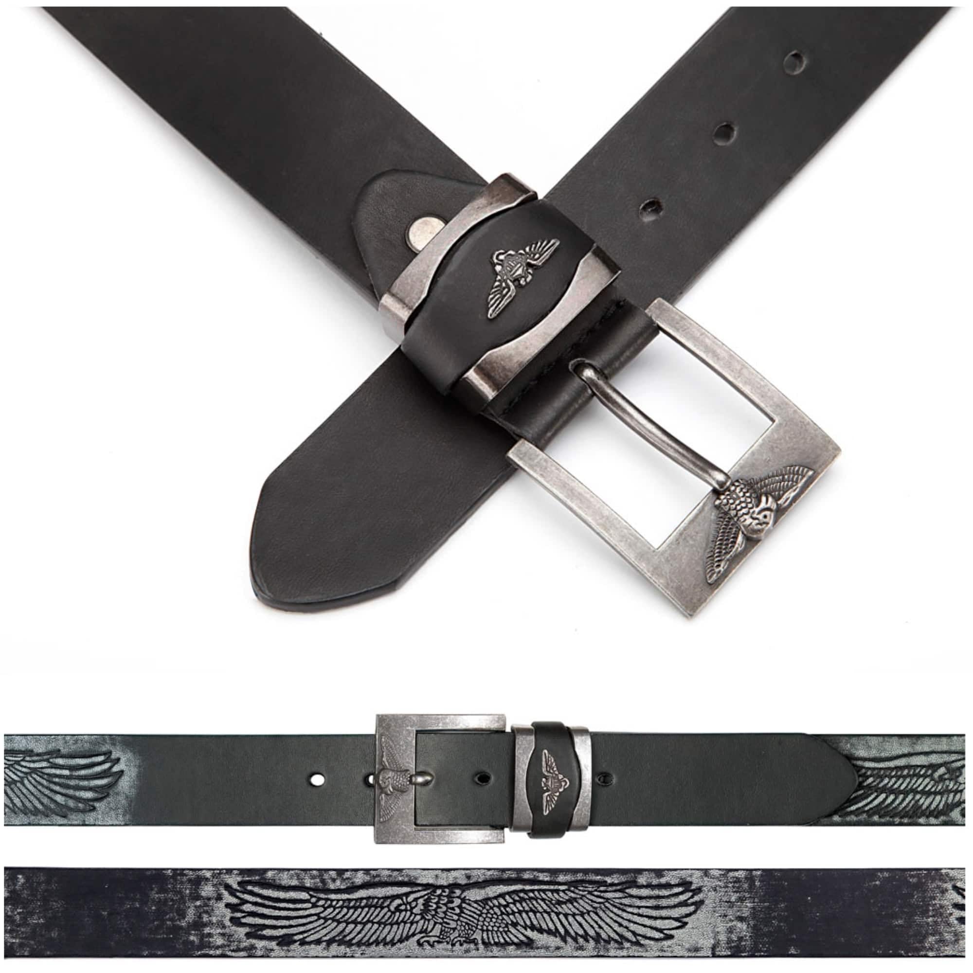 BEZLIT Herren Gürtel Leder-Look Adler-Schnalle Vintage Biker