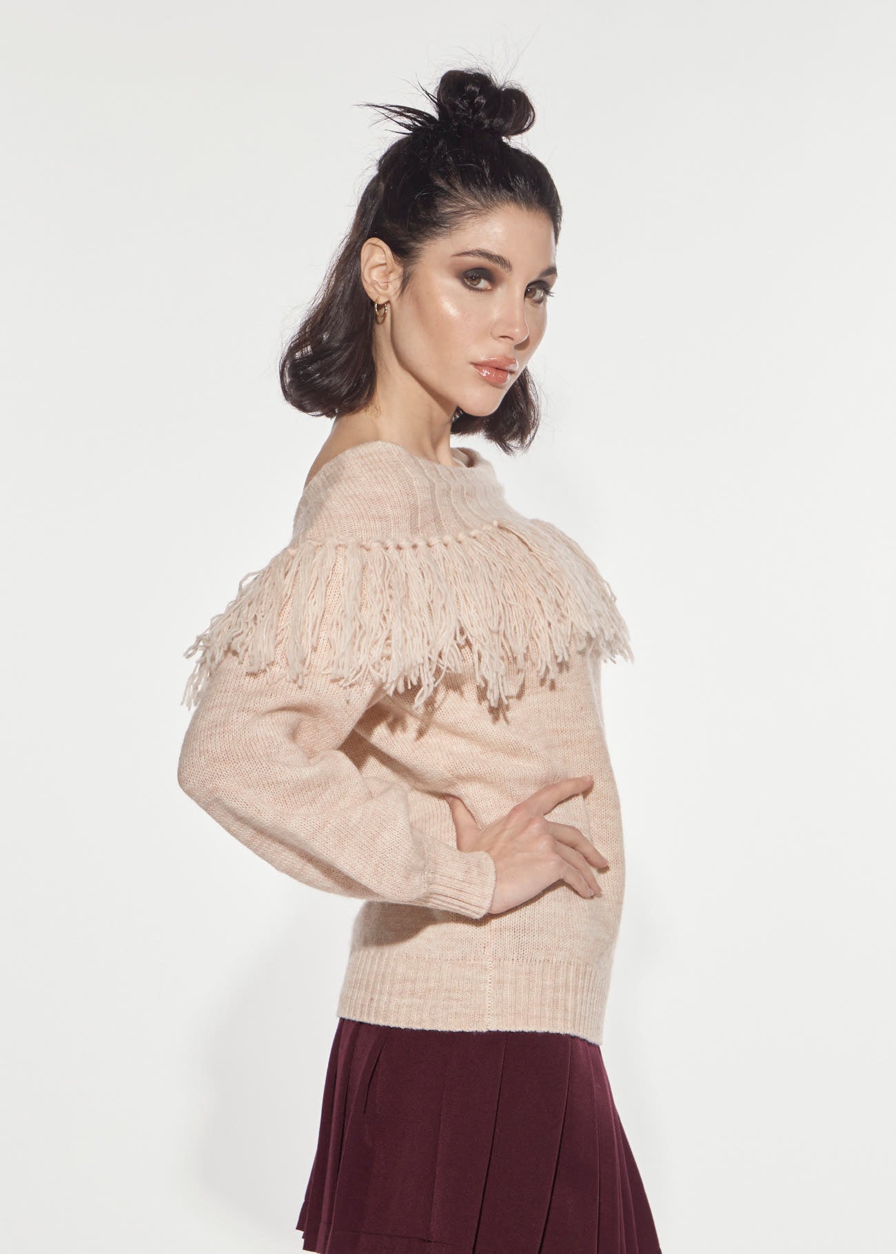 Denny Rose Schiffer Pullover pfirsich Fransen