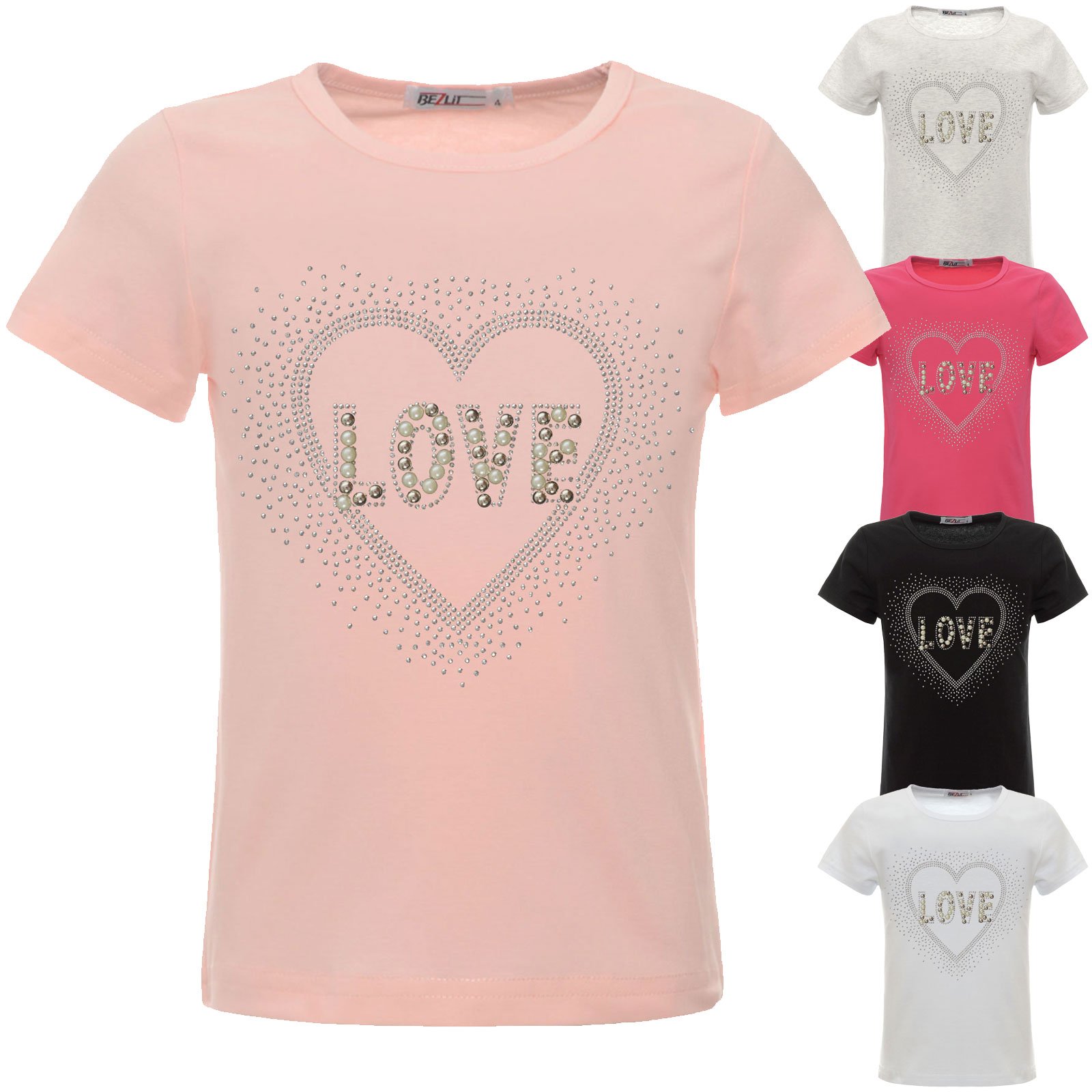 BEZLIT Love Herz T-Shirt Glitzer weiß 128