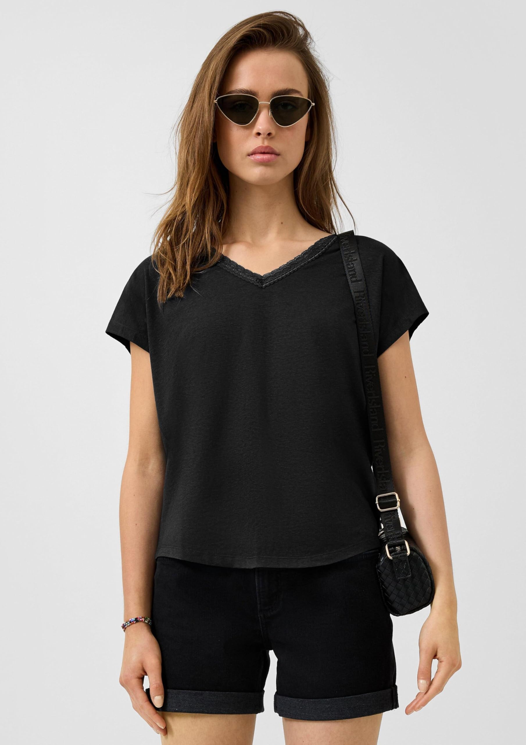 s.Oliver Junior QS Modalmixshirt Spitze Schwarz M