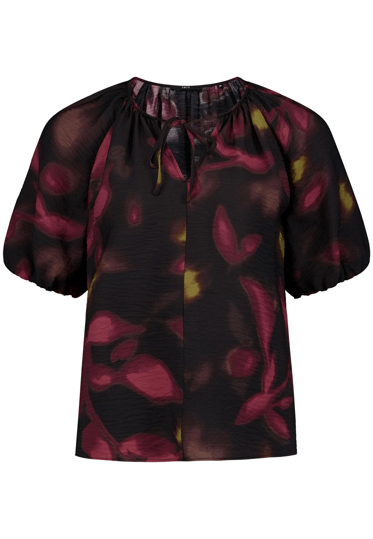 zero Damen Satin-Bluse mit Kragen figurumspielend Kurzarm