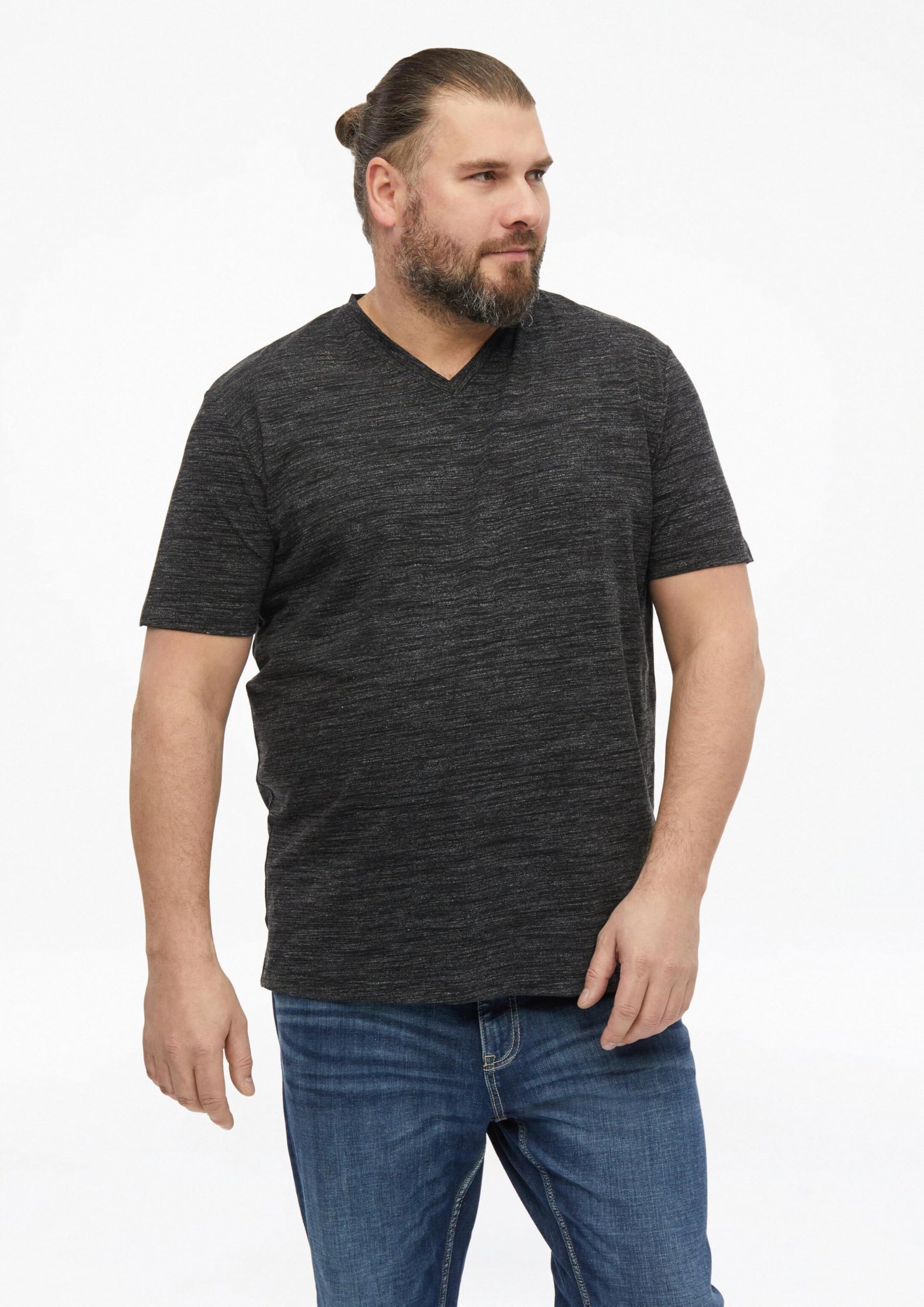 s.Oliver V-Ausschnitt T-Shirt meliert schwarz