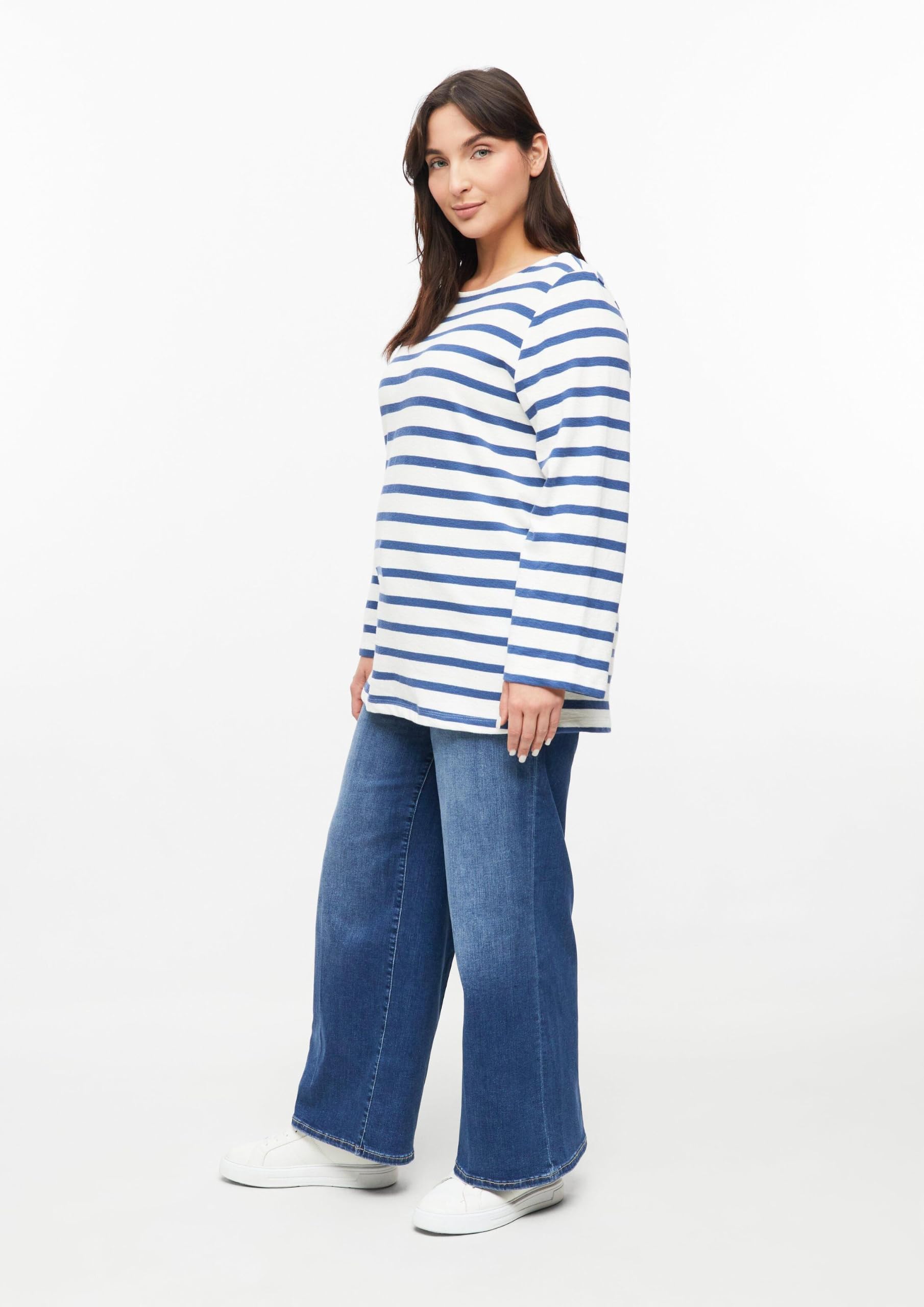 s.Oliver 2181708 Sweatshirt Streifen 48 blau Baumwolle