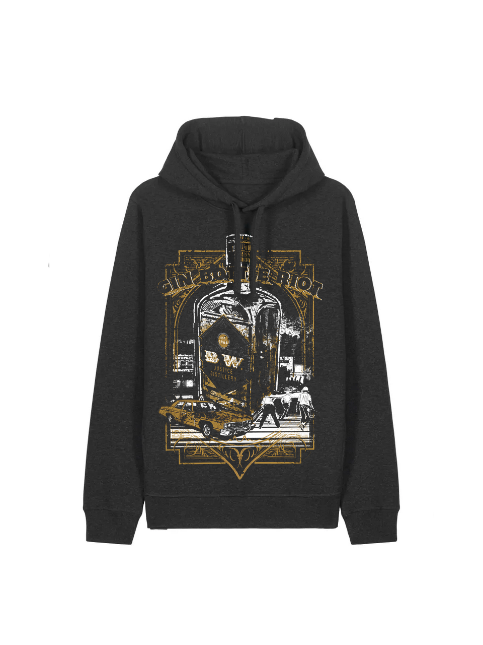 dna merch Gin Bottle Riot 1964 Hoodie Schwarz Baumwolle