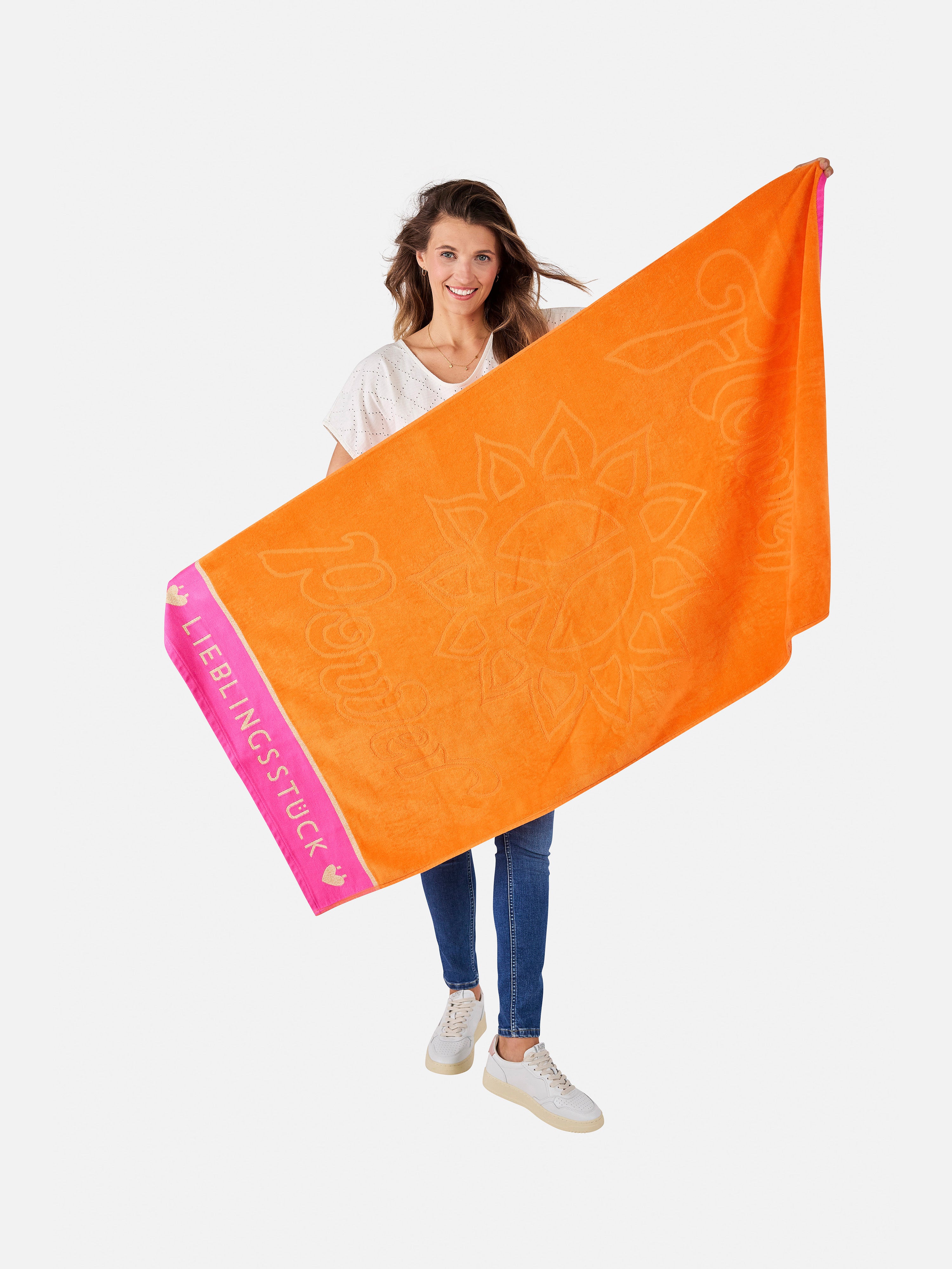 Lieblingsstück Badetuch Orange Baumwollmix Lurex
