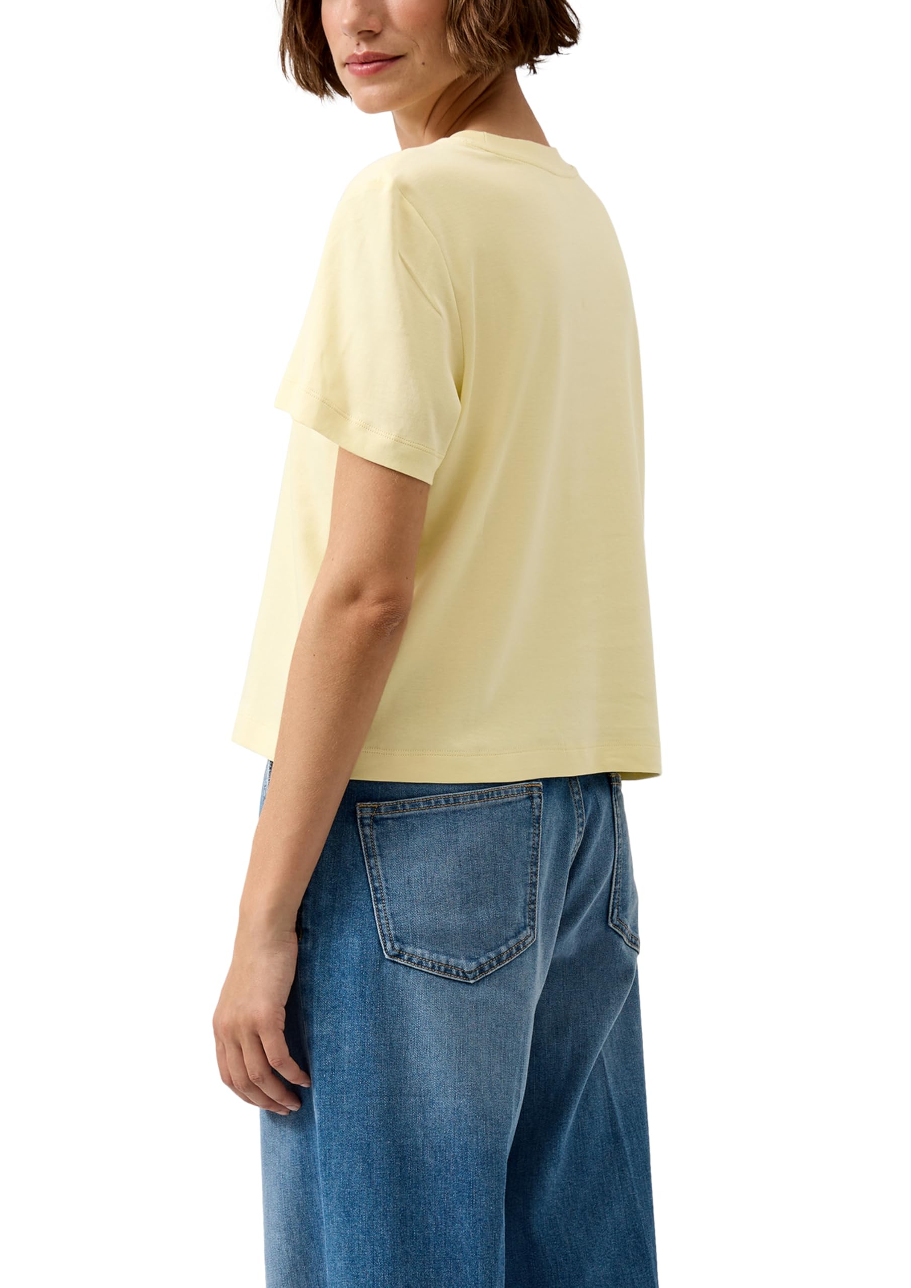s.Oliver Verkürztes T-Shirt Interlockjersey weiß
