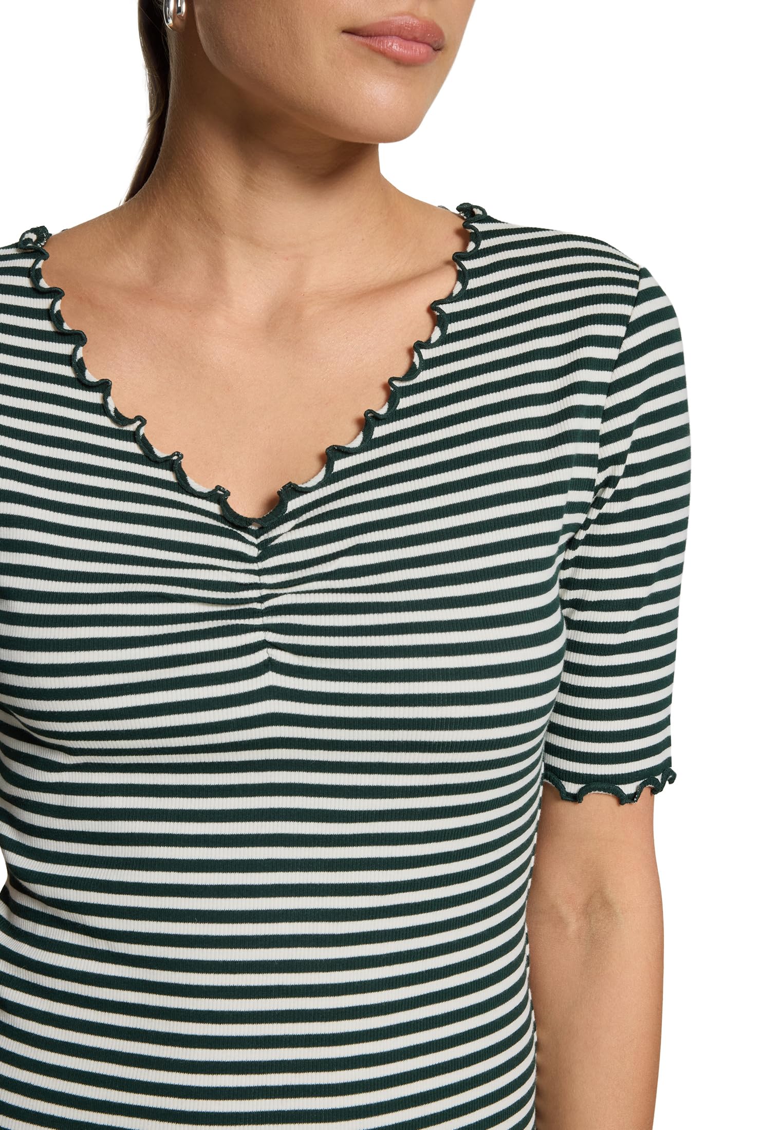zero Halbarm-Shirt mit Raffung Shirt 38 Green Cream figurfreundlich