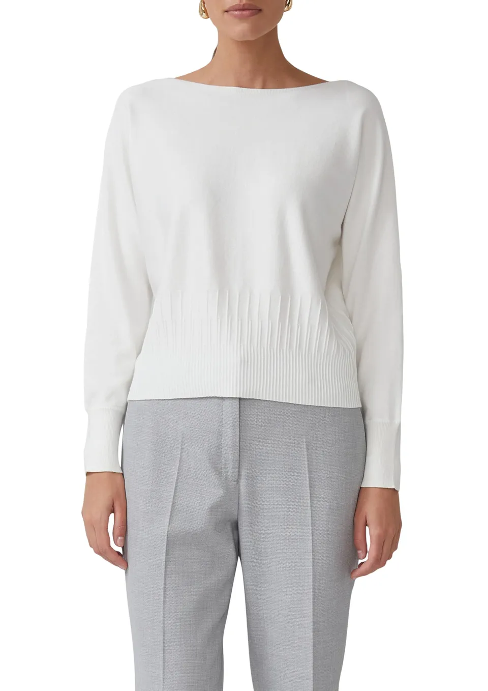 s.Oliver Strickpullover Strukturmuster Gr. 40 ecru Viskosemix
