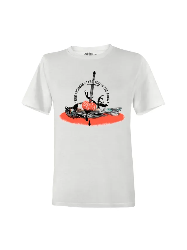 dna merch 161 Clothing True Friends Stab You In The Front T-Shirt Weiß Baumwolle