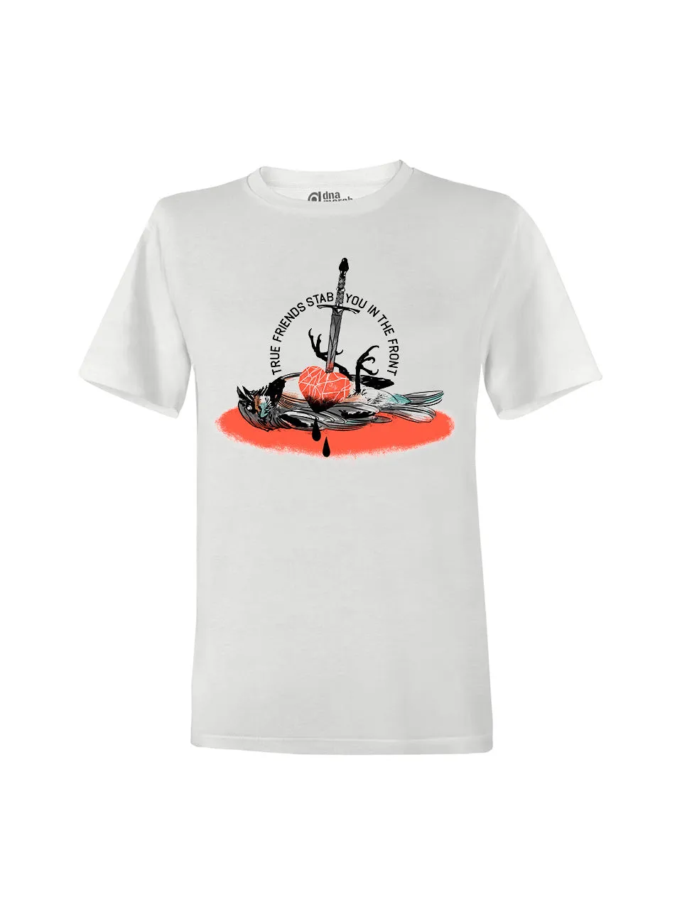 dna merch 161 Clothing True Friends Stab You In The Front T-Shirt Weiß Baumwolle