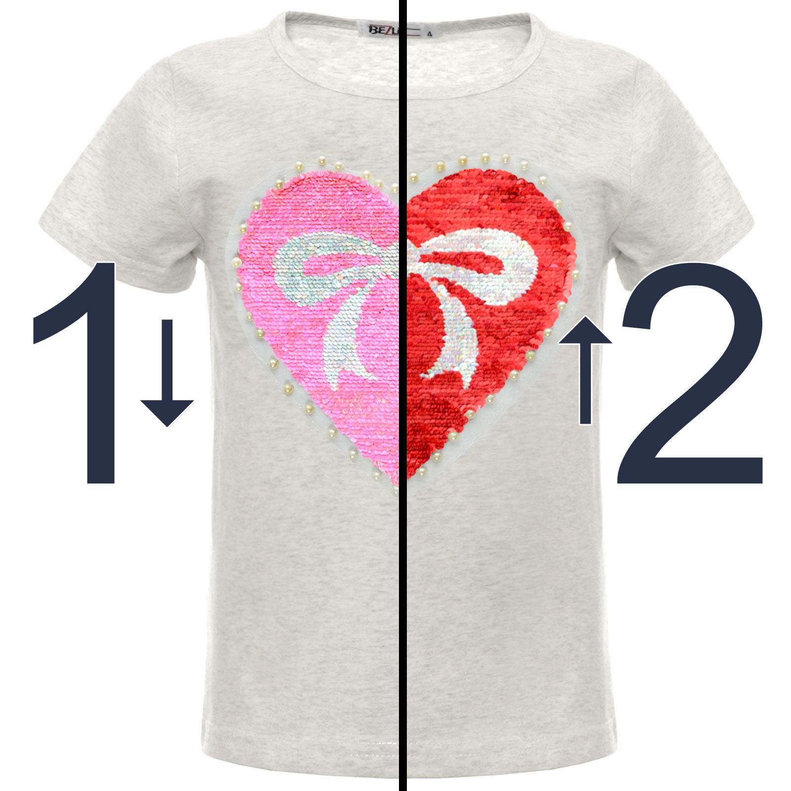 BEZLIT Herz Wendepailletten T-Shirt Grau 152