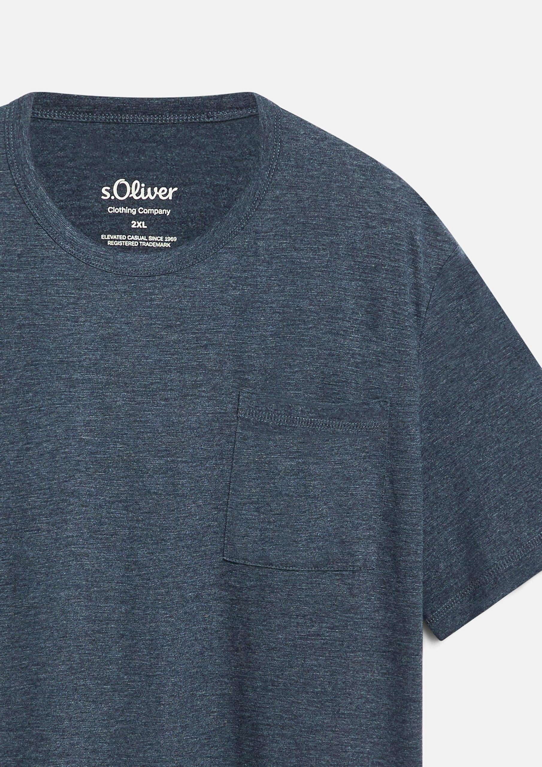 s.Oliver T-Shirt Baumwollmix Brusttasche 5XL meliert