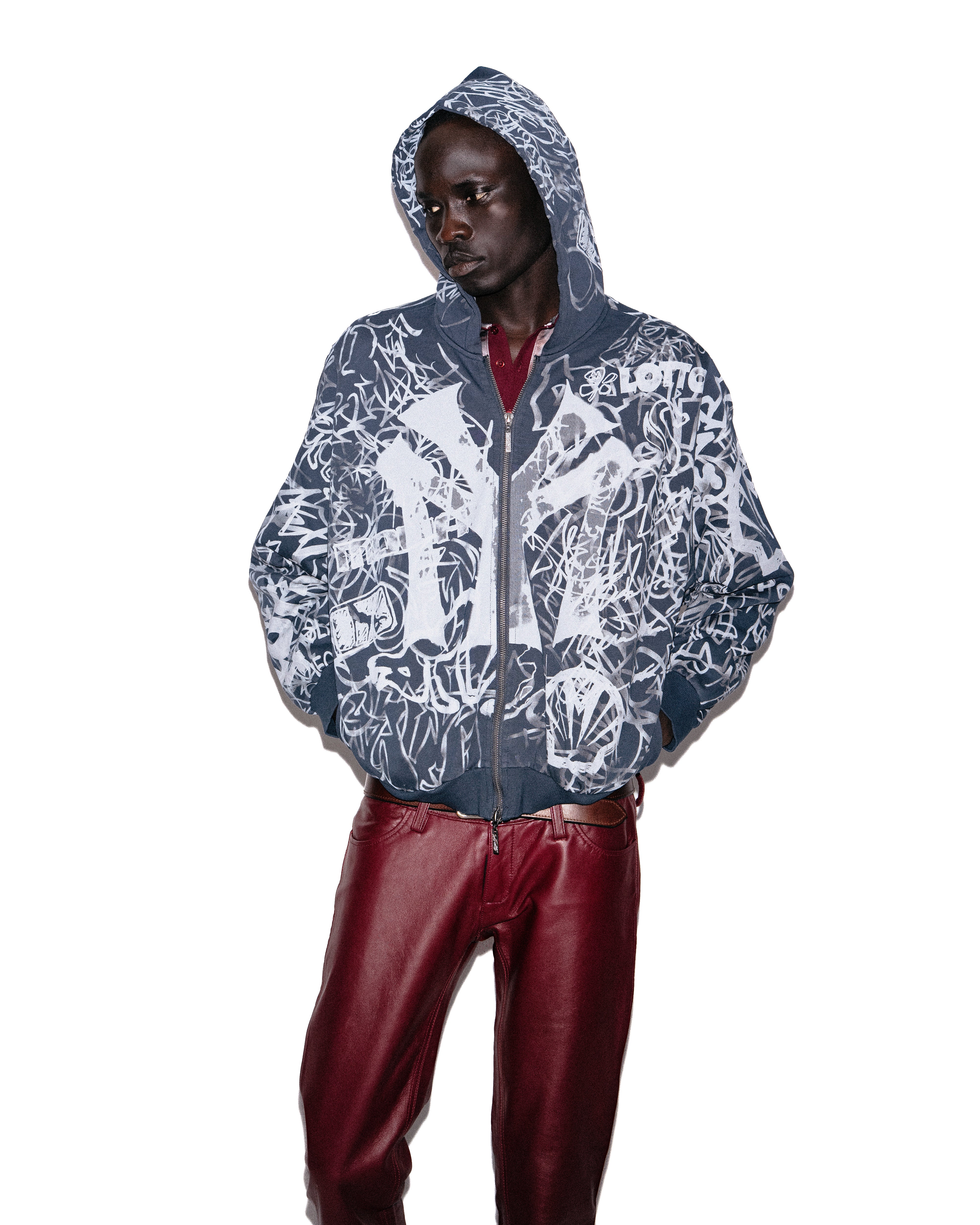 Mowalola Graffiti Track Top Hoodie navy Baumwolle