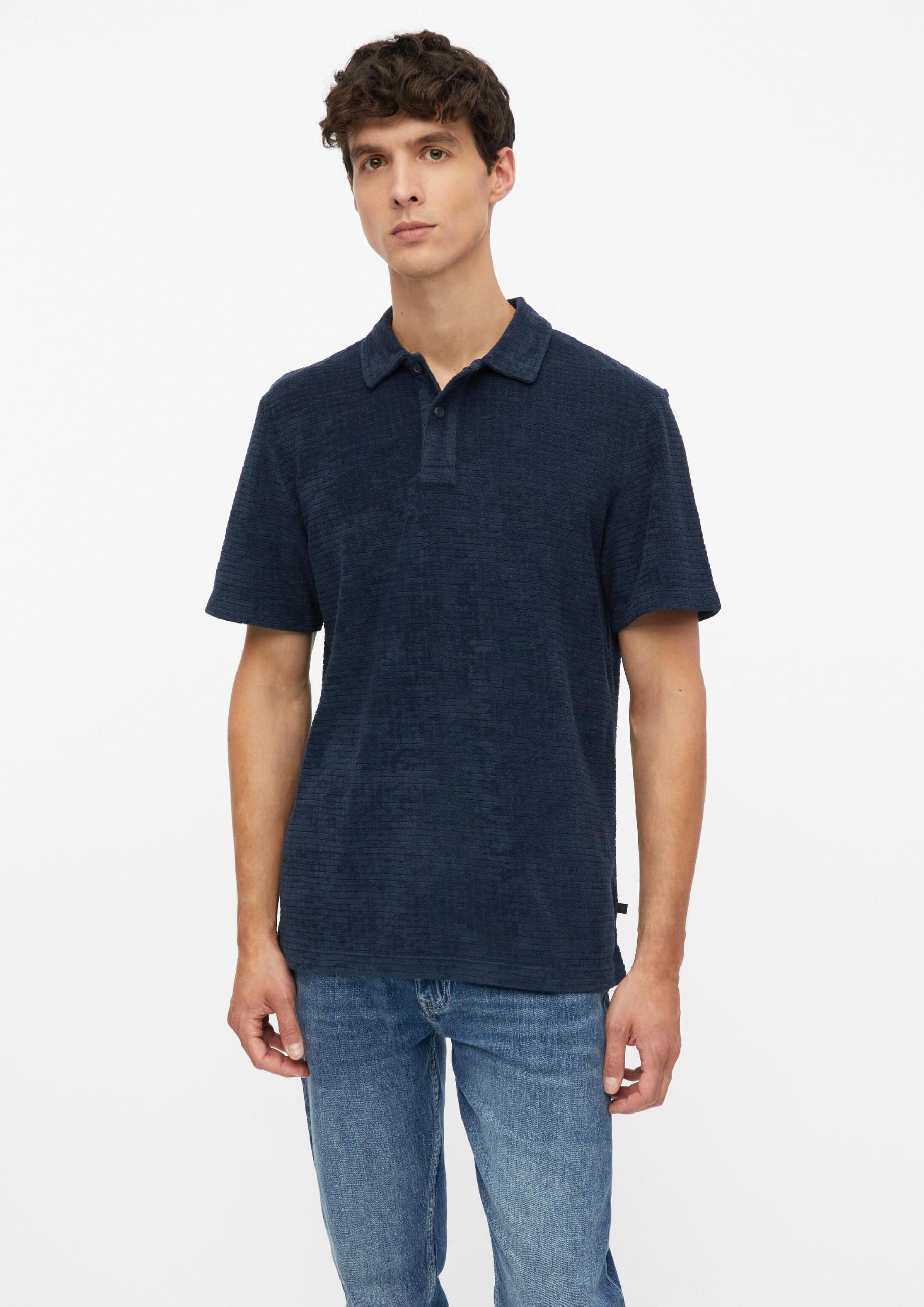 s.Oliver Polo-Shirt Strukturfrottee Navy Baumwolle