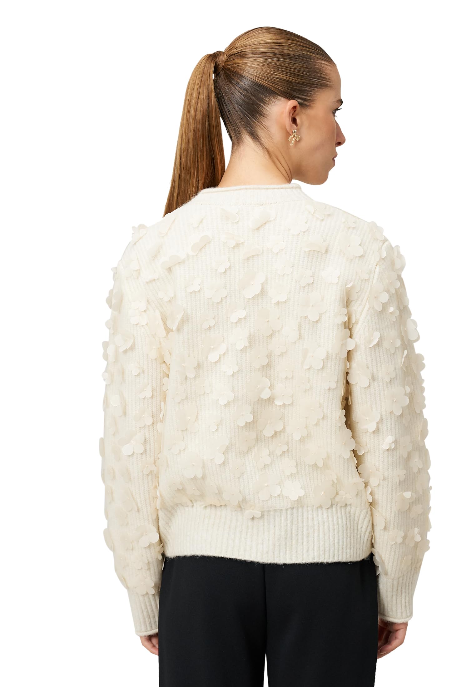 zero Pullover mit 3D-Blüten Eggnog Gr.40