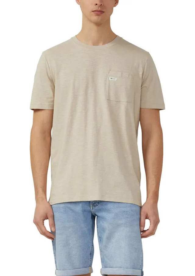 s.Oliver T-Shirt Flammgarn Brusttasche Beige