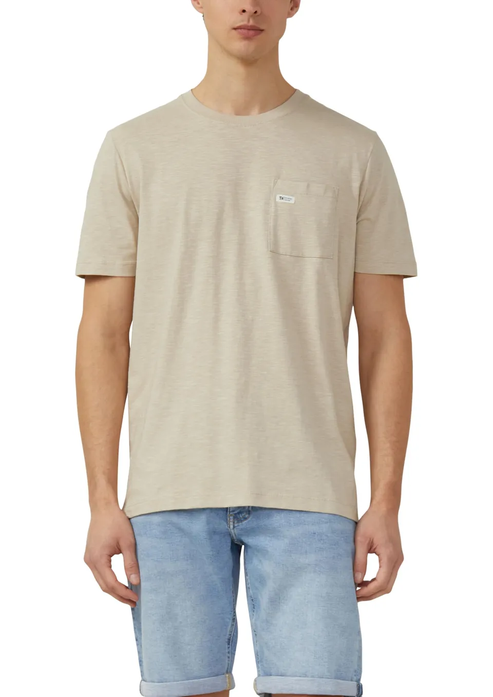 s.Oliver T-Shirt Flammgarn Brusttasche Beige