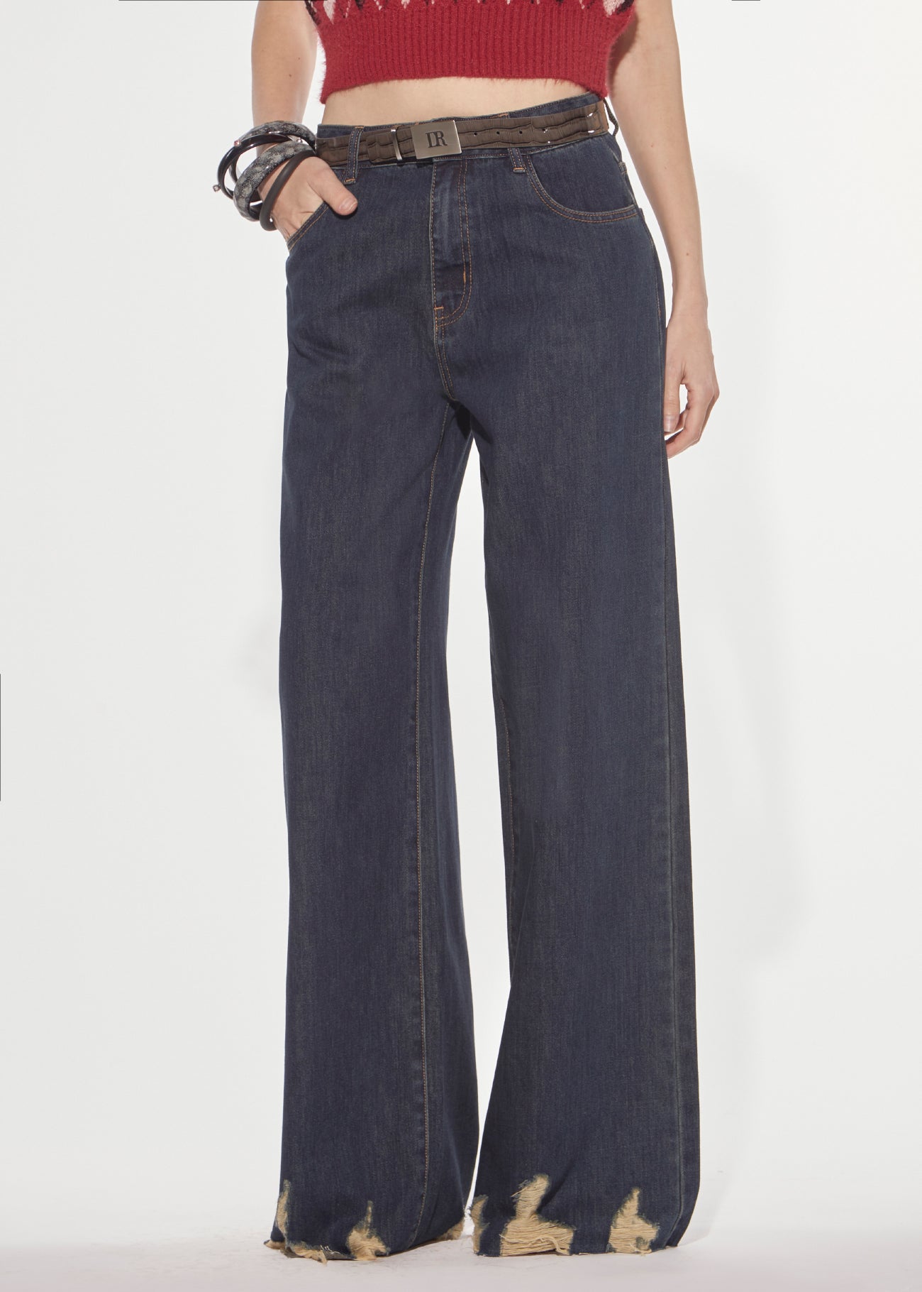 Denny Rose Relaxed Jeans dunkelblau Distressed