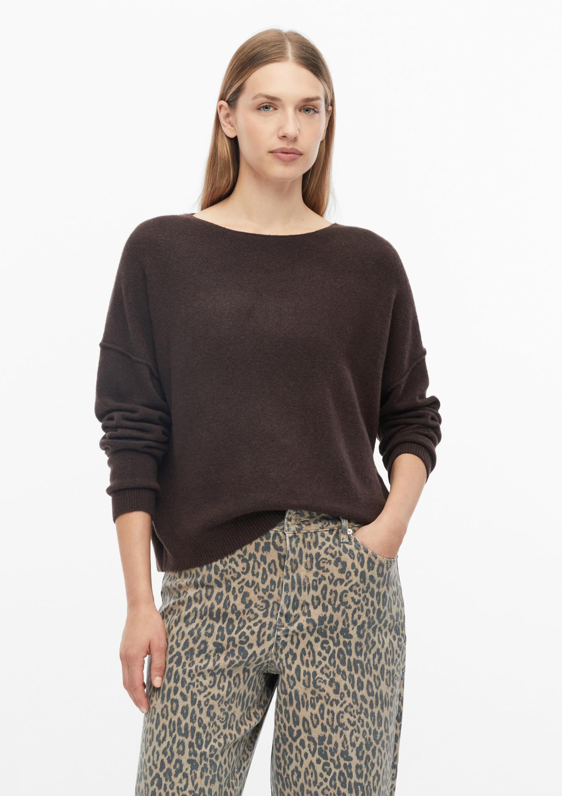 s.Oliver RED LABEL Oversize Strickpullover U-Boot braun