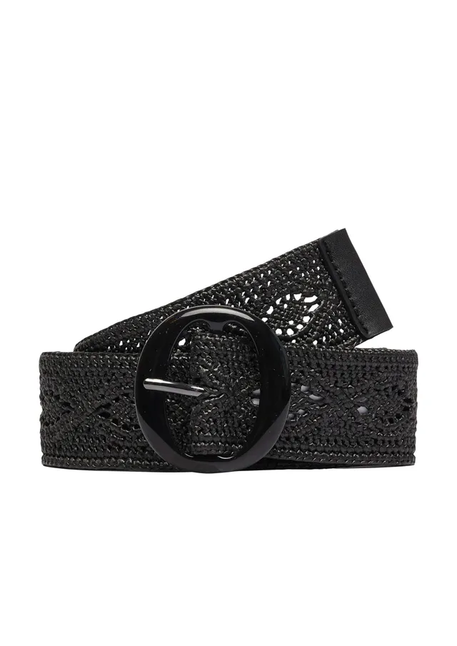 s.Oliver Junior Textilgürtel Raffia schwarz Dornschließe