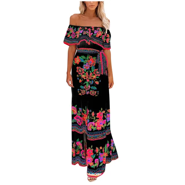 Singular AG Mexikanisches Schulterfrei Maxikleid Sommerkleid schulterfrei
