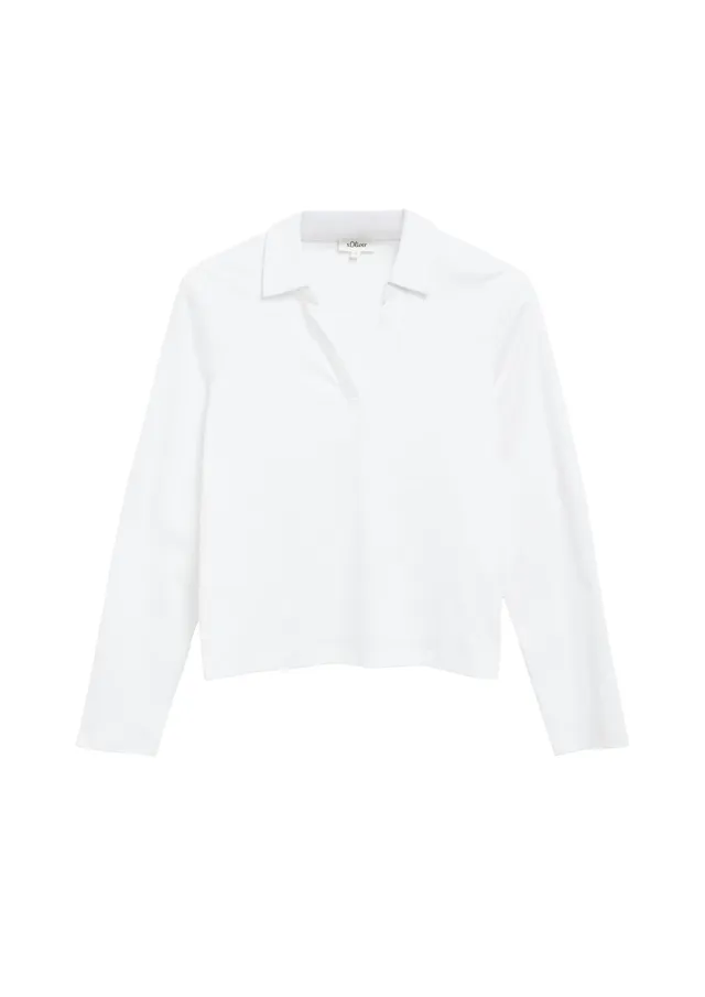 s.Oliver Red Label Interlock-Shirt mit Polokragen Weiß