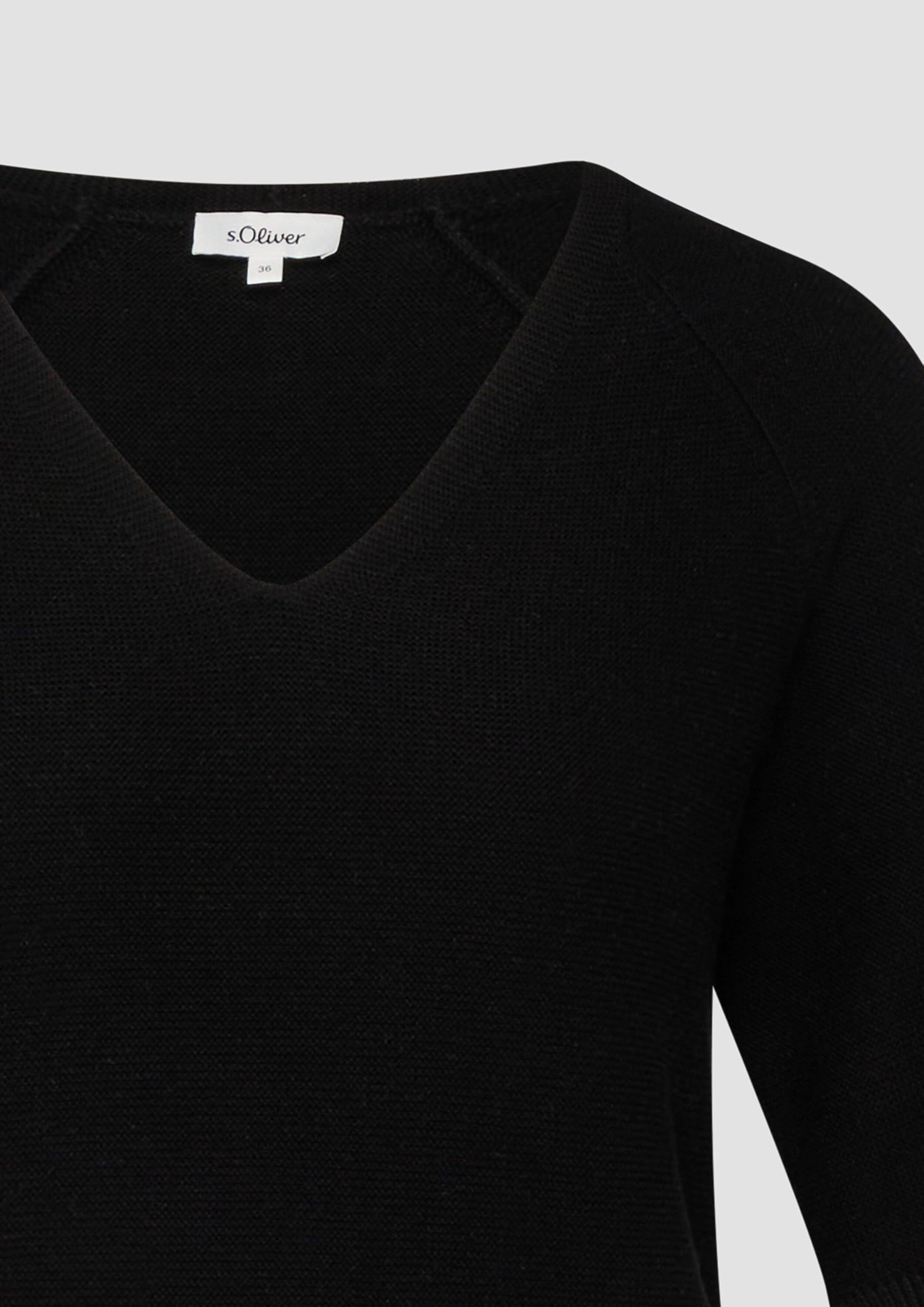 s.Oliver Red Label Kurzarm-Strickpullover Baumwollmix schwarz