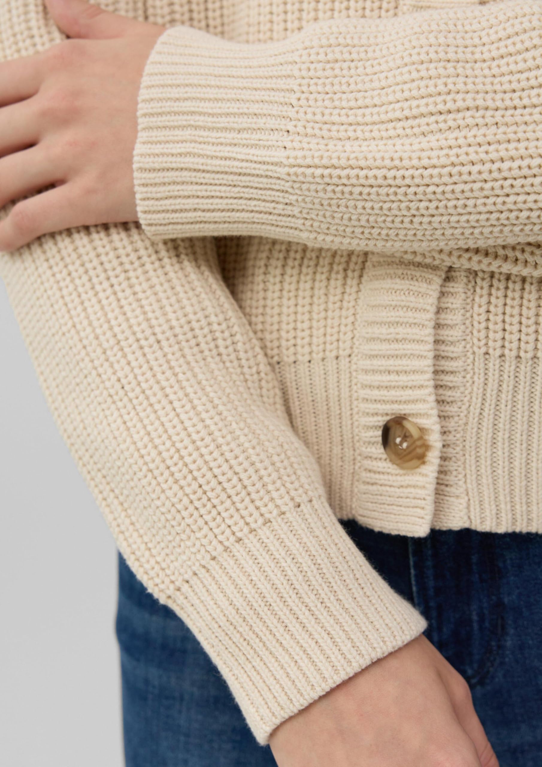 s.Oliver Junior Cardigan Baumwollmix Ripp-Optik Sand