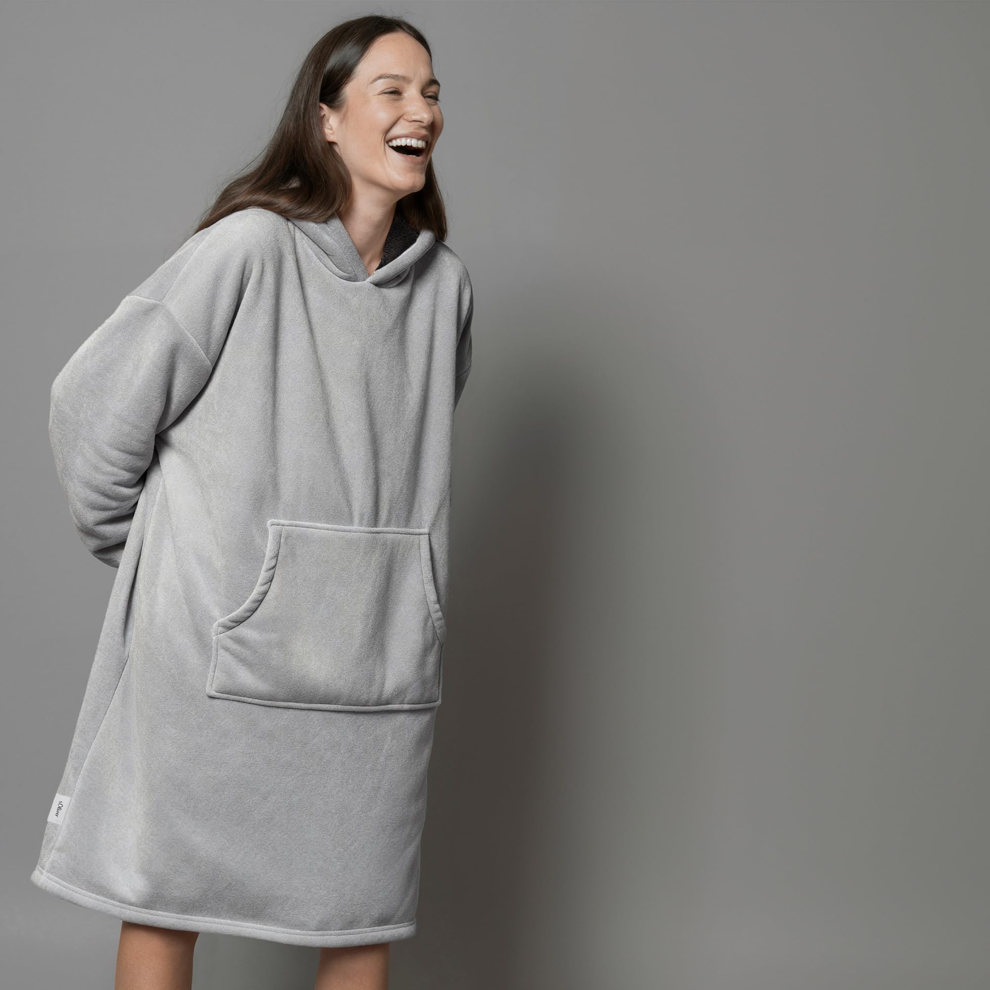 s.Oliver Lounge Hoodie Polyesterflausch grau Einheitsgröße