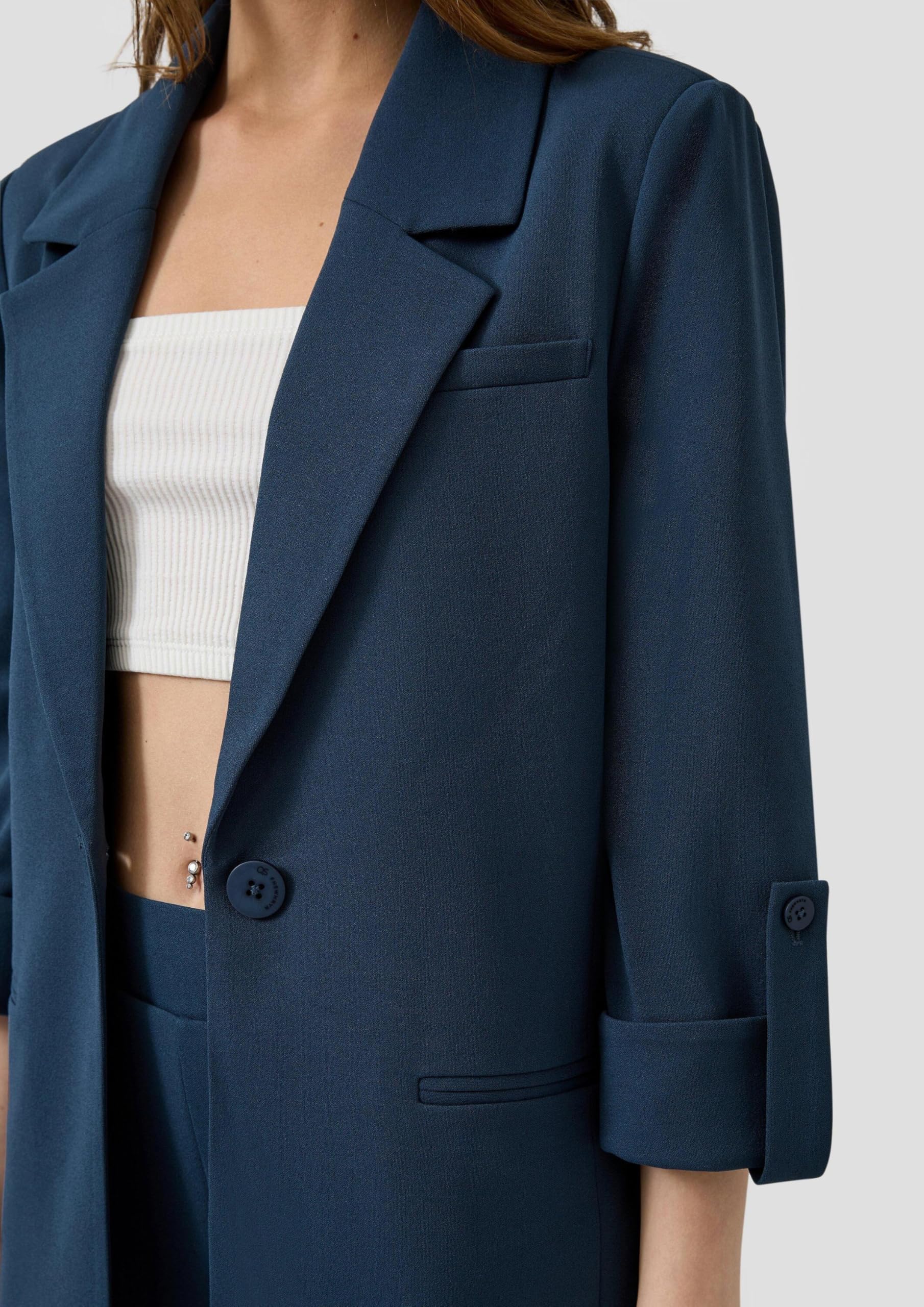 s.Oliver QS Blazer mit Turn-ups Gr. 40 tiefblau