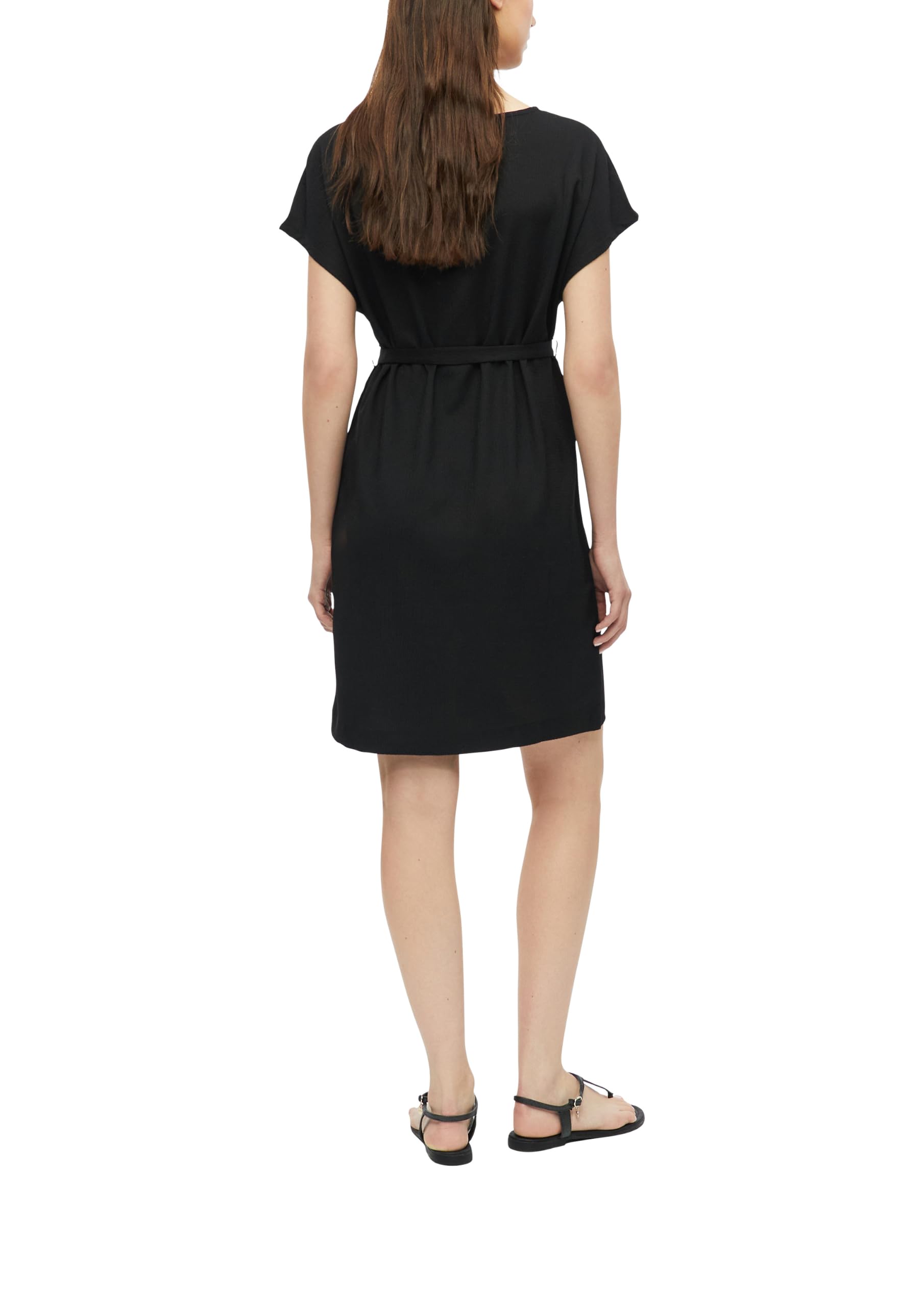 s.Oliver Red Label Jersey-Kleid Midi mit Bindegürtel dunkelblau