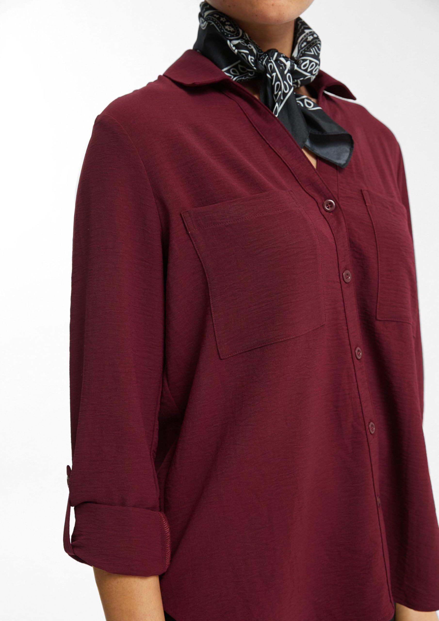 QS Crêpebluse Damen langarm Bordeaux Gr. 40