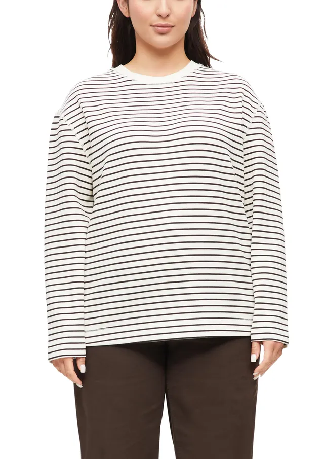 s.Oliver RED LABEL Scuba-Sweatshirt Ringel Gr.46 Braun