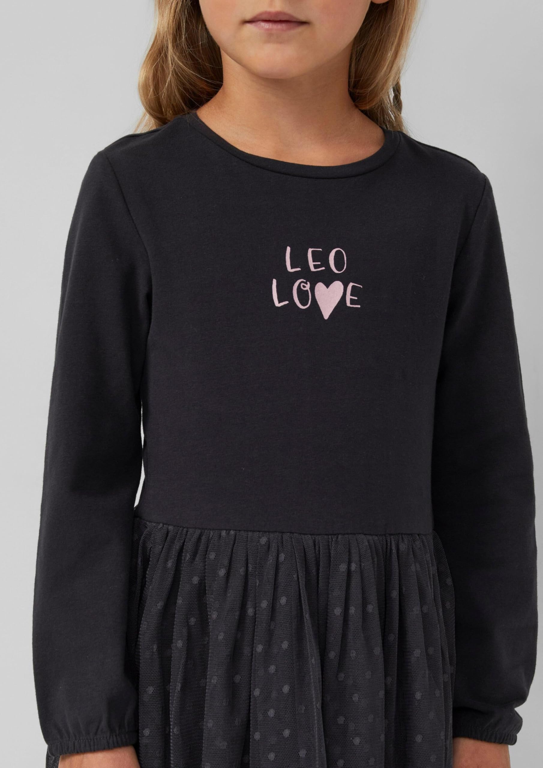 s.Oliver Junior Kleid mit Mesh-Rock und Glitzerprint himbeere