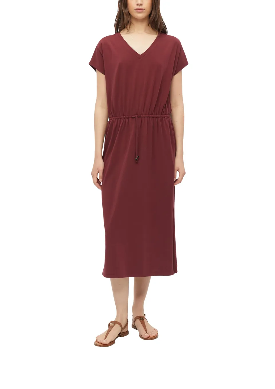 s.Oliver RED LABEL Midi-Kleid Baumwollmix Gr.42 Tunnelzug