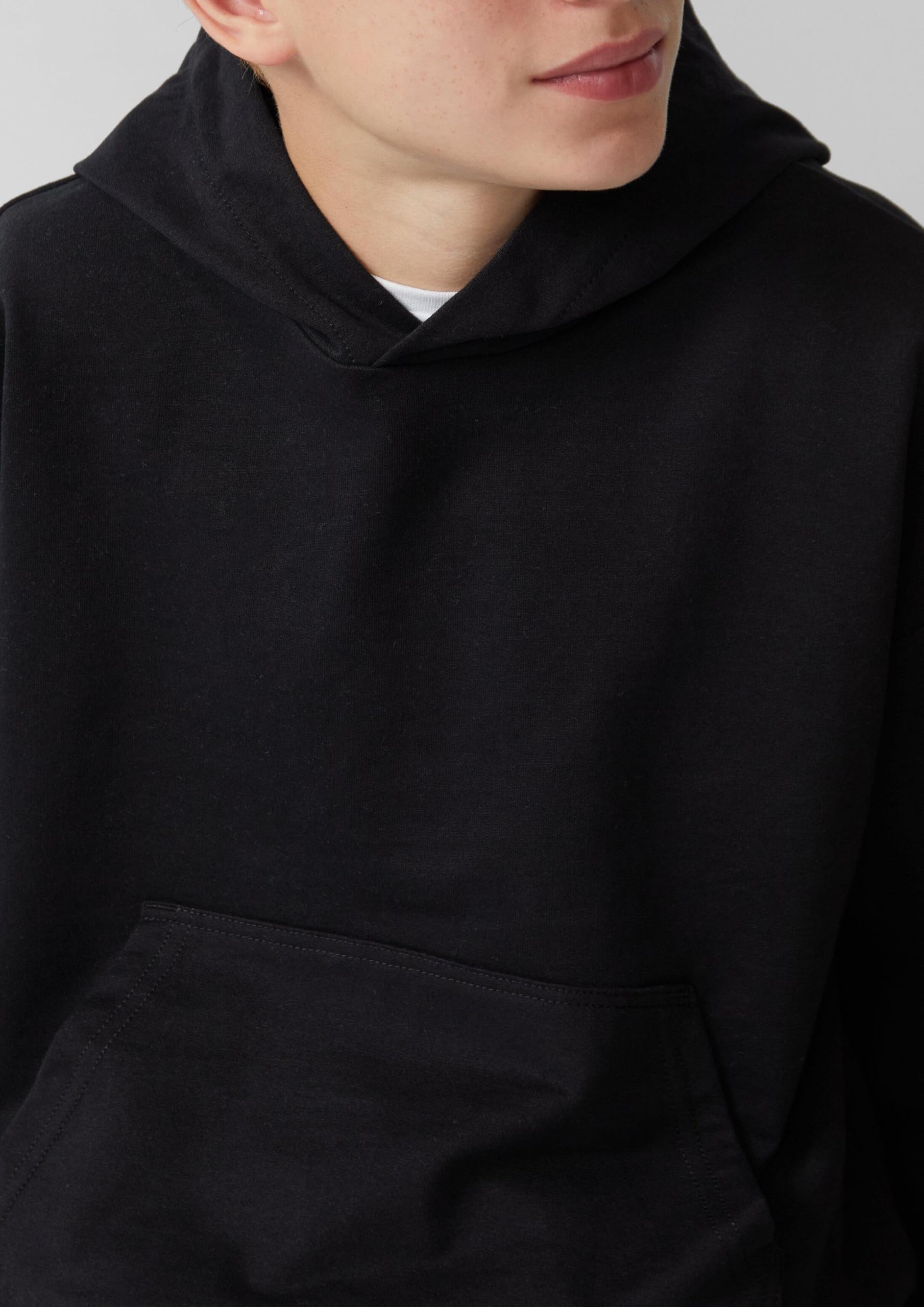 s.Oliver Oversized Hoodie Schwarz Schrift-Print Känguru