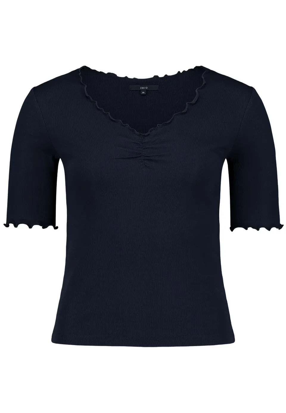 zero Halbarm-Shirt Raffung Gr.38 Bio-Baumwolle Schwarz