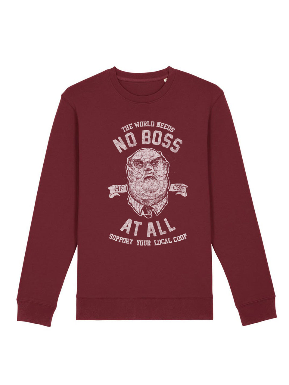 dna merch No Boss At All Rundhalspullover Schwarz Biobaumwolle