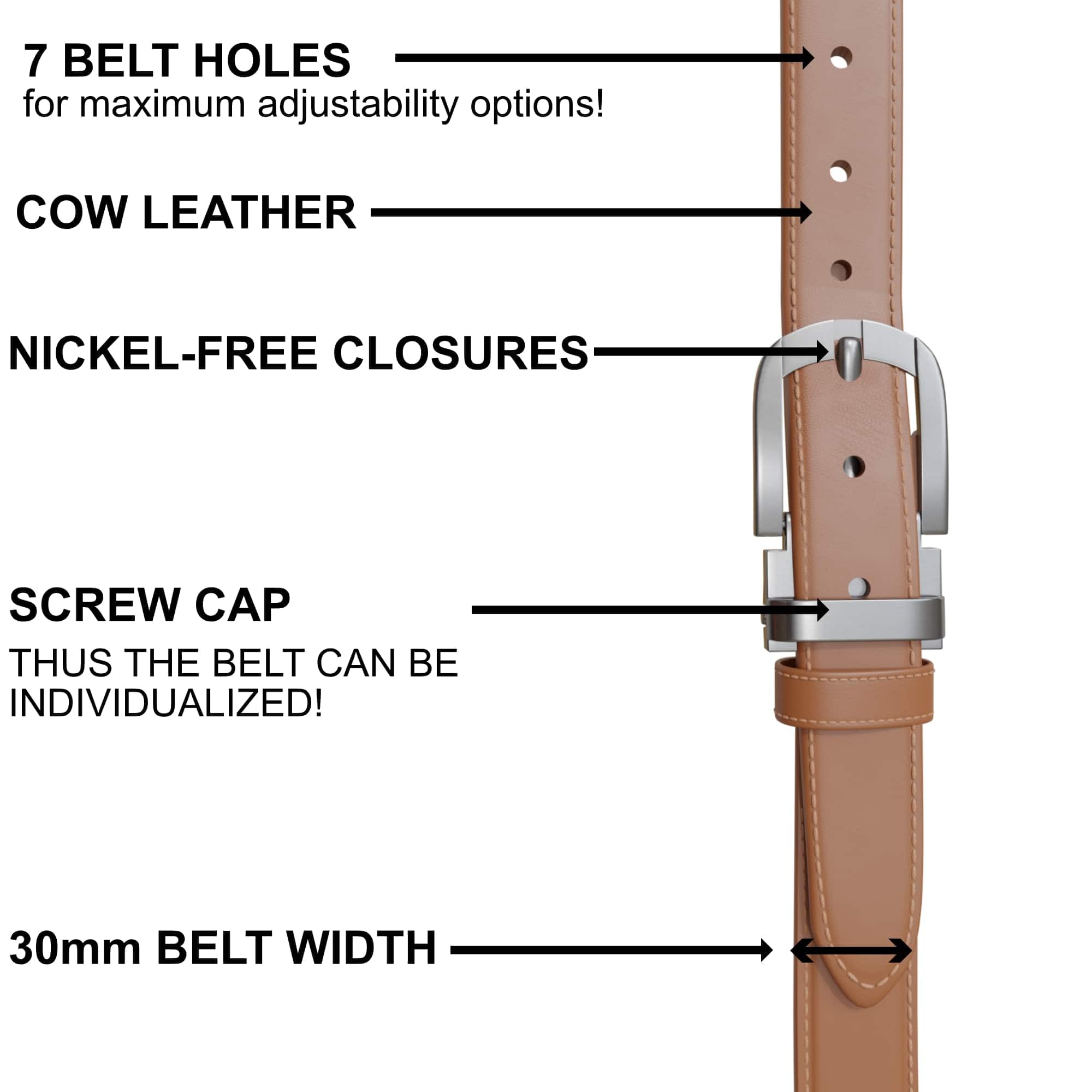 BEZLIT Herren Ledergürtel 3 cm Hellbraun Echtleder kürzbar