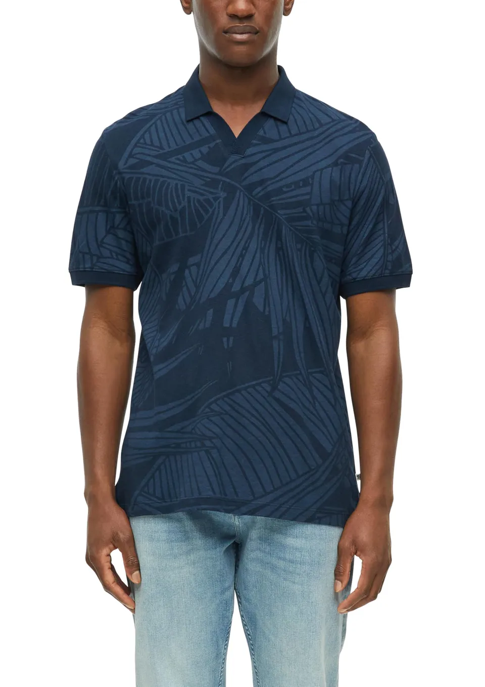 s.Oliver Junior Print-Poloshirt Baumwoll-Leinen Olivgrün