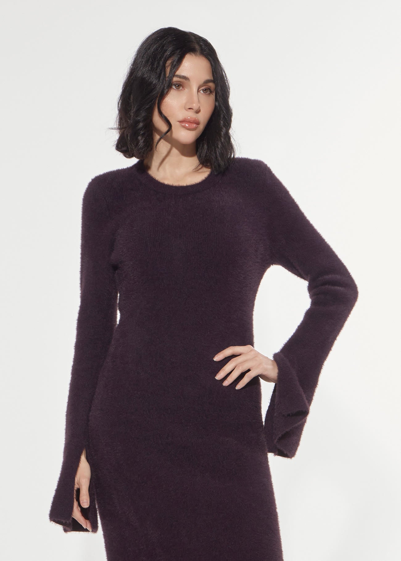 Denny Rose Tubino Midikleid Mole Schlitz Strick