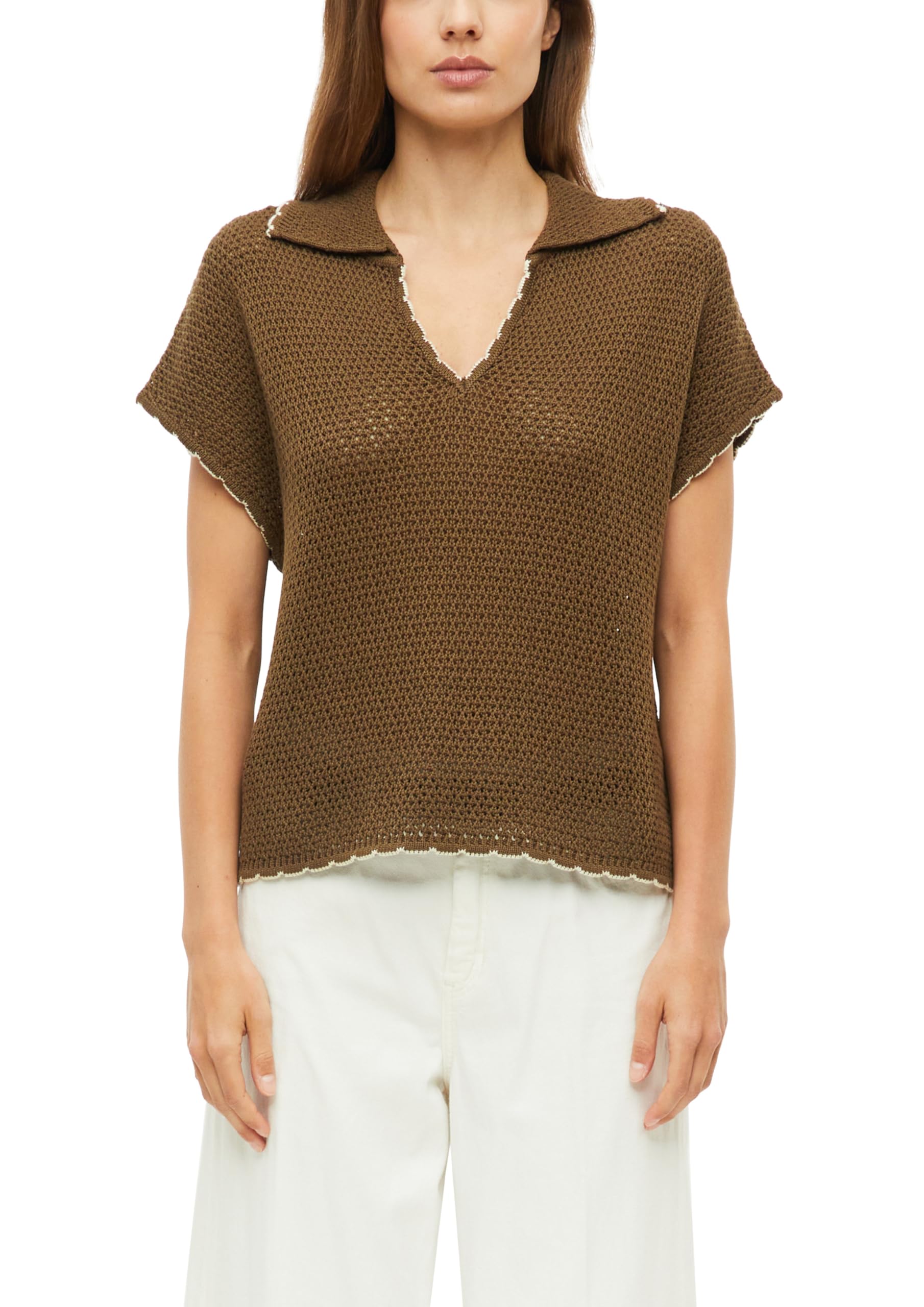 s.Oliver Red Label Polokragen Pullover braun Strick