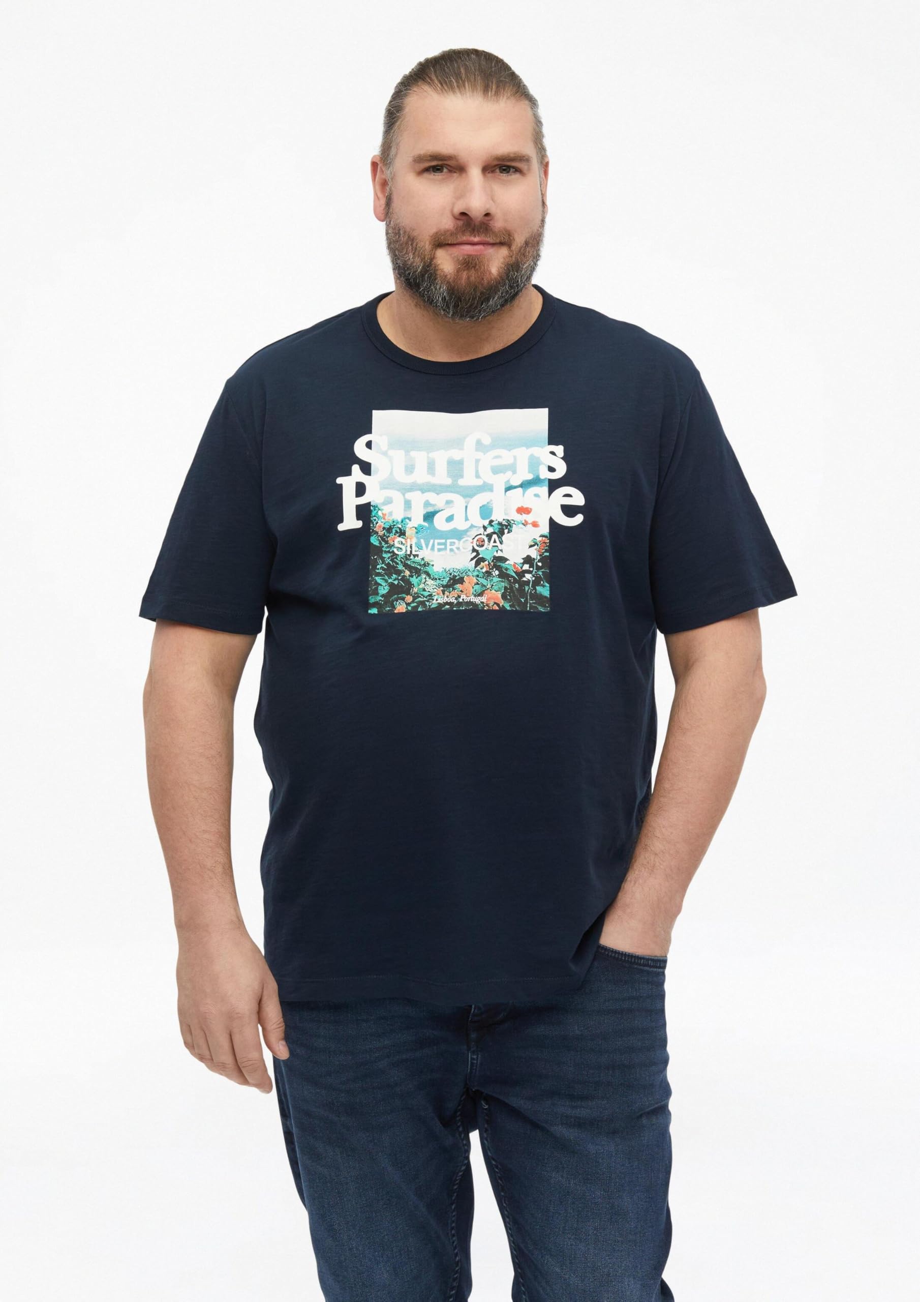 s.Oliver Flammgarn-T-Shirt Artwork 5XL Weiß