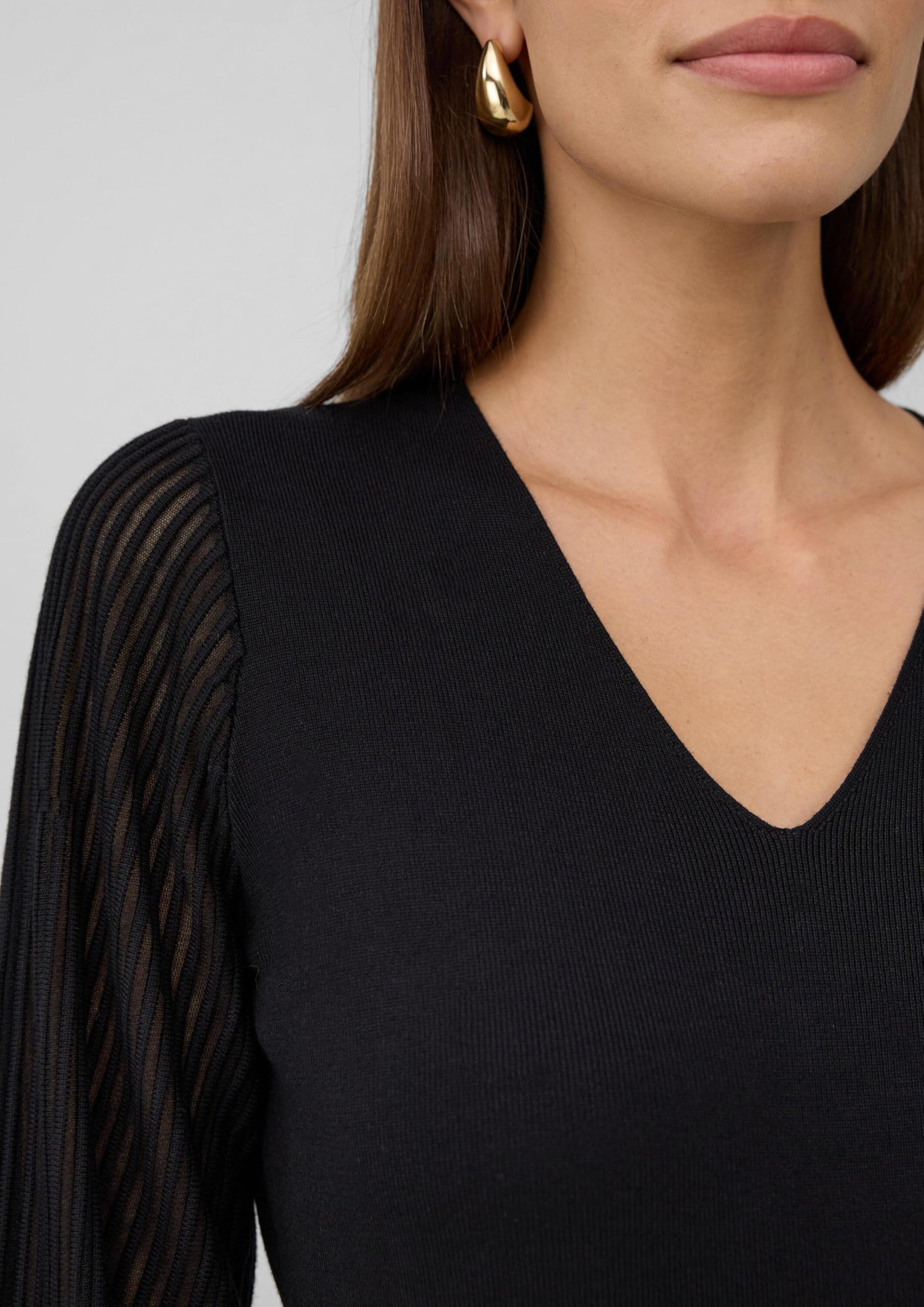 s.Oliver Viskosemix Kleid figurumspielend transparente Ärmel