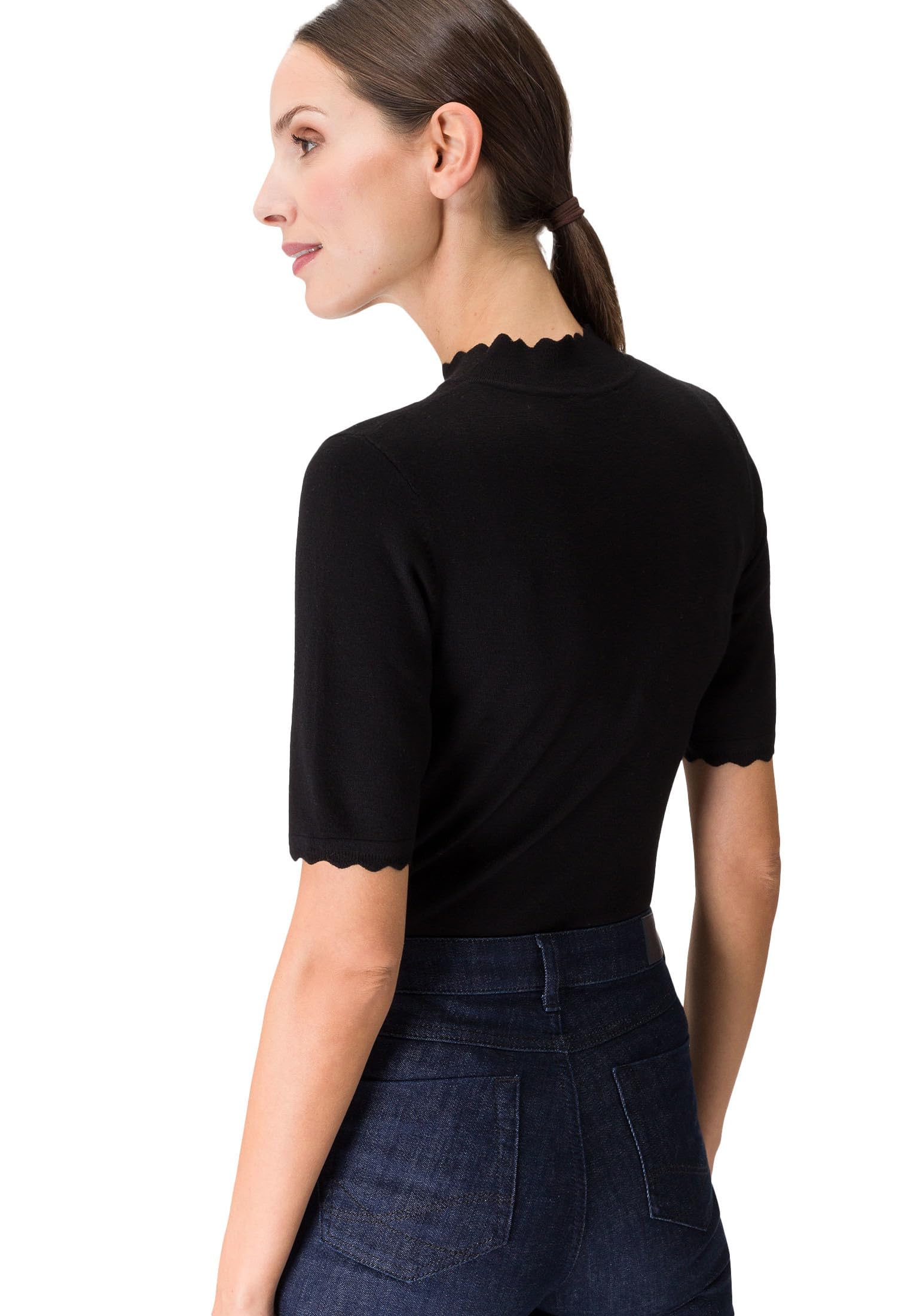zero Strickpullover mit Wellenkante Pullover Black Beauty 34