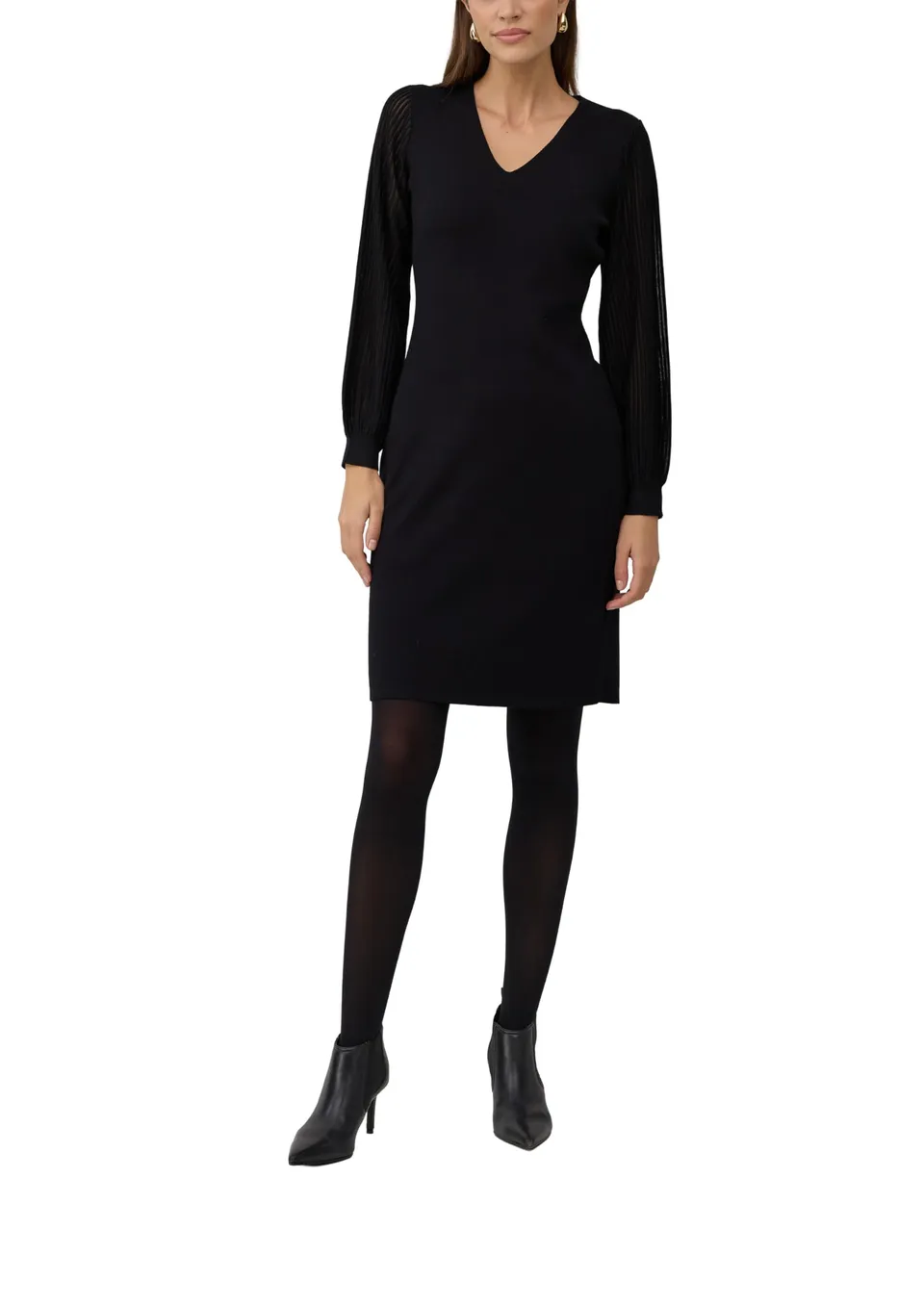 s.Oliver Viskosemix Kleid figurumspielend transparente Ärmel