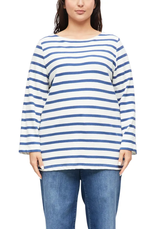 s.Oliver 2181708 Sweatshirt Streifen 48 blau Baumwolle