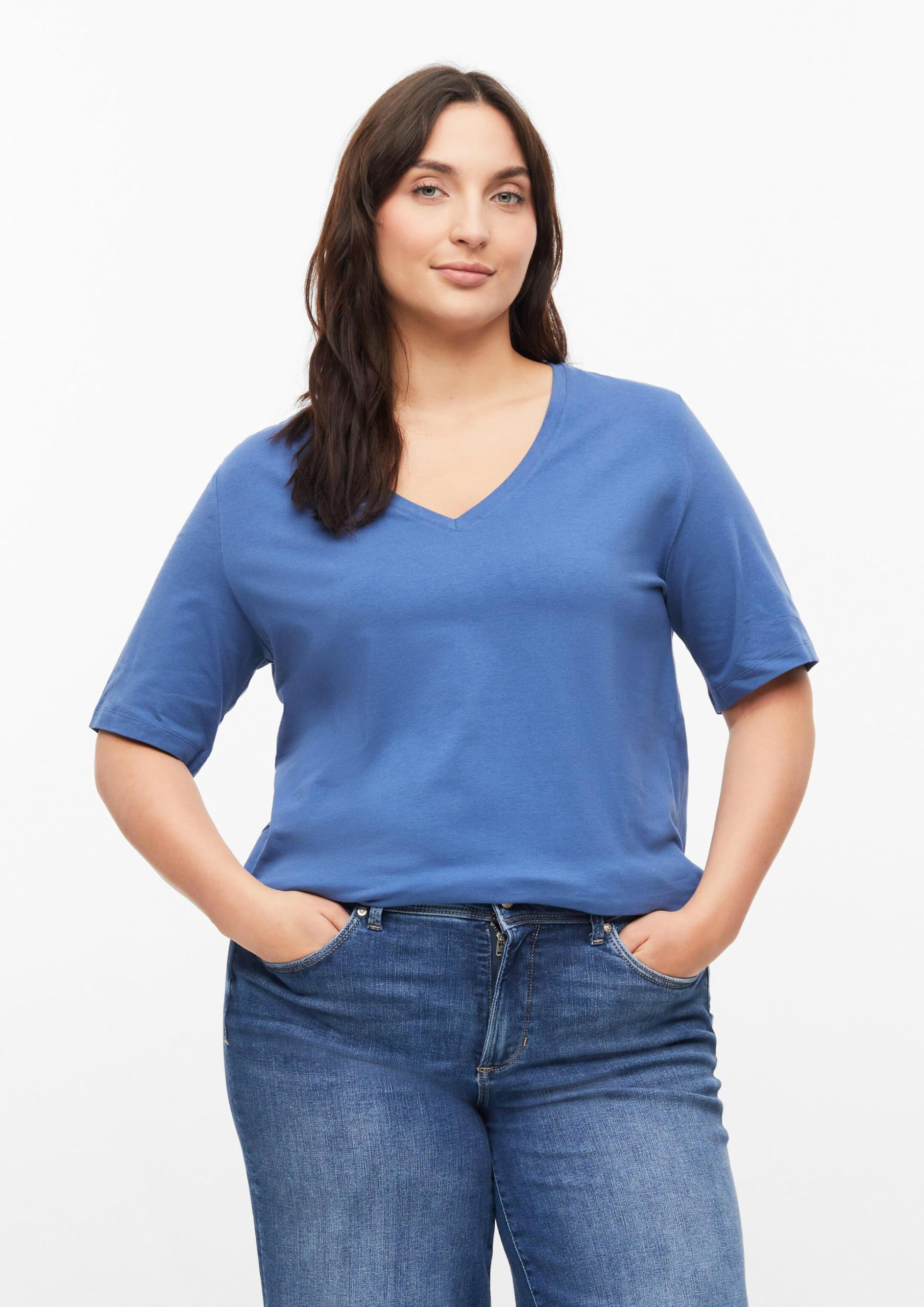 s.Oliver T-Shirt V-Ausschnitt Blau Gr. 44