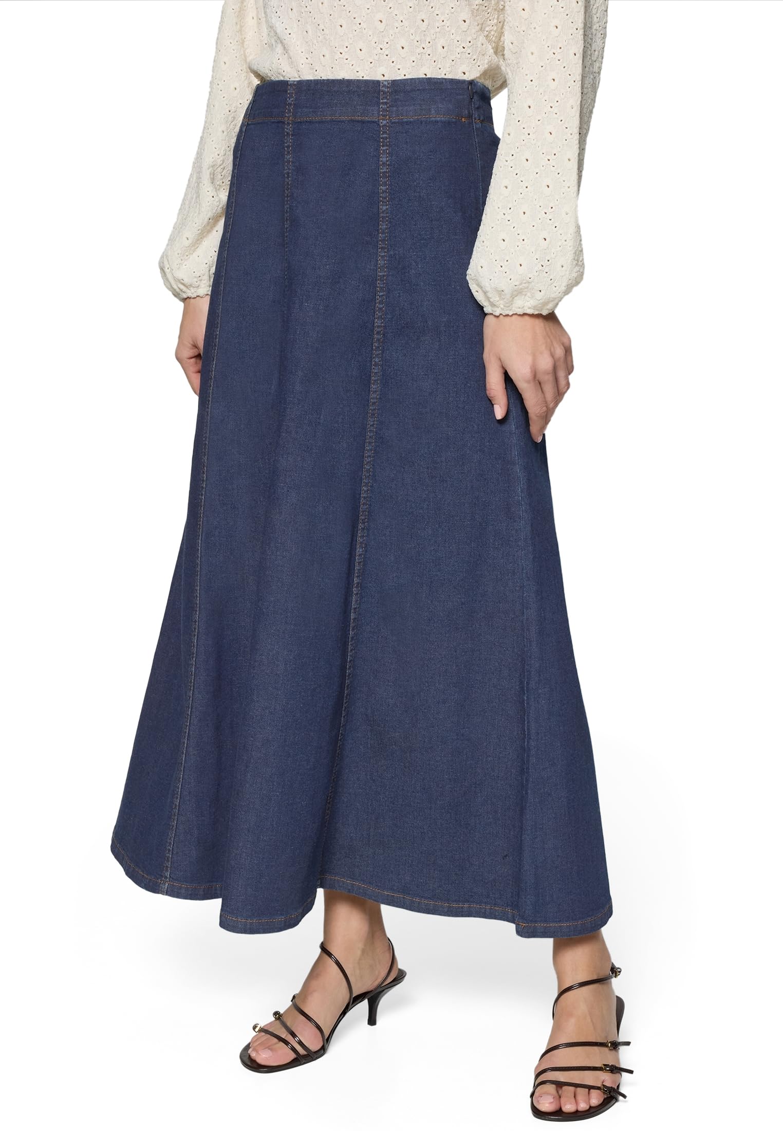 zero Jeansrock Maxi A-Linie Damenrock 40 Dark Blue Denim lang